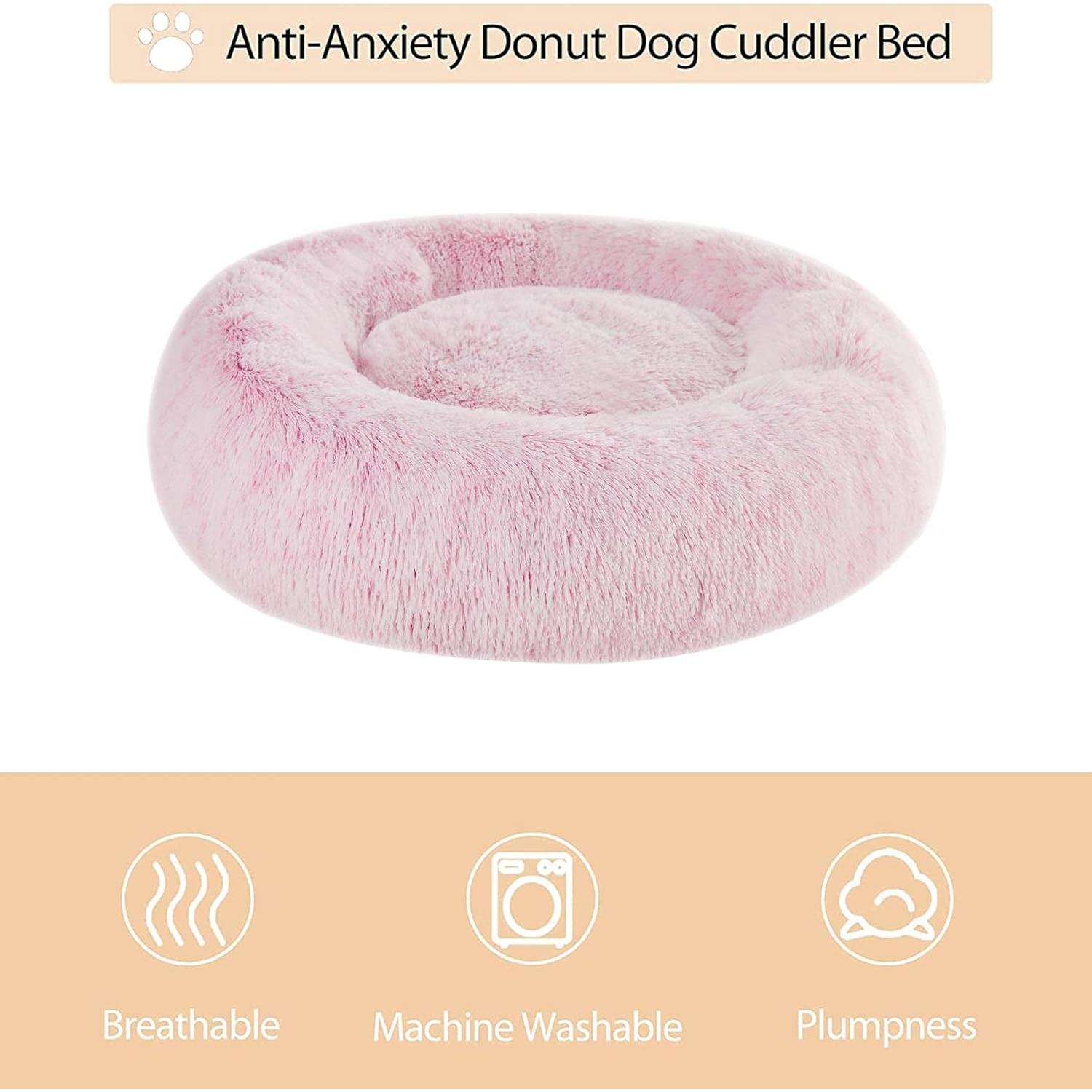 Cama para Perros WNPETHOME 76 cm Rosa Claro Antiestrés
