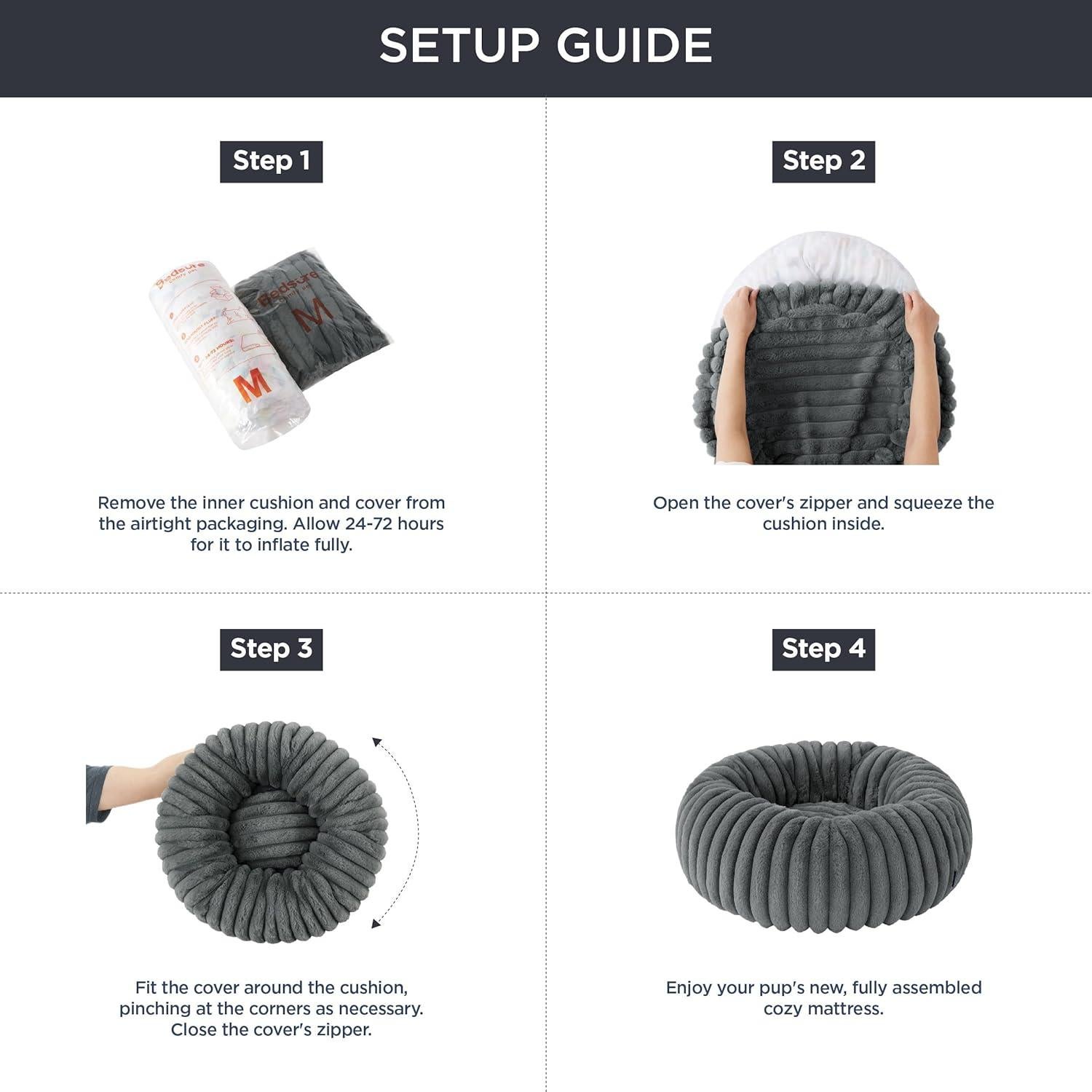 Cama Donut Pequeña Bedsure 58.4 cm Crema Antideslizante