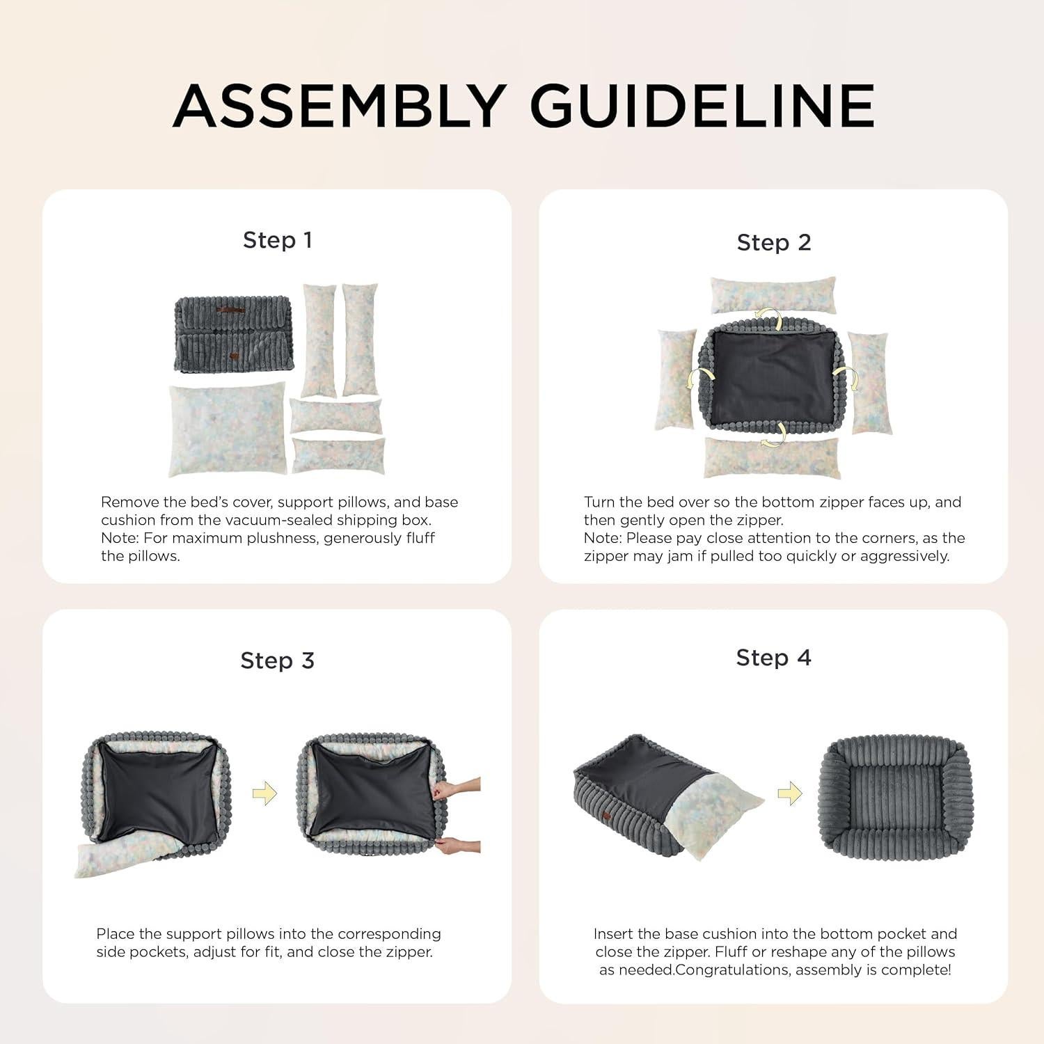 Cama Ortopédica para Perros Bedsure 63.5x53.3cm Crema