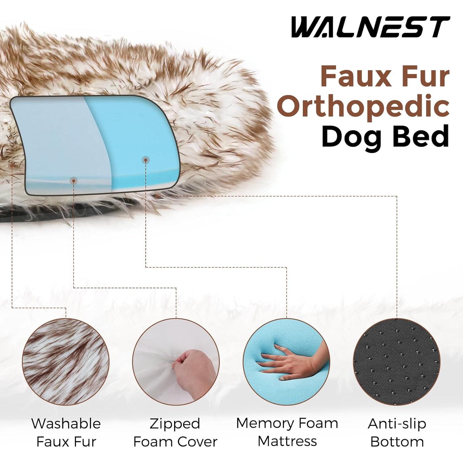 Cama para Perros Walnest 127x76cm Ortopédica Impermeable