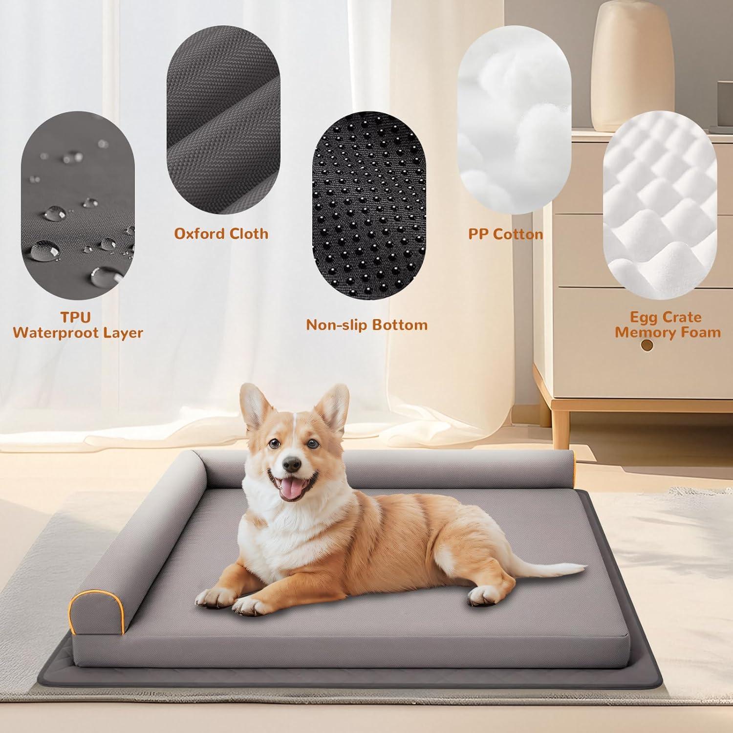 Cama Ortopédica para Perros Xihan Mediana Impermeable Gris