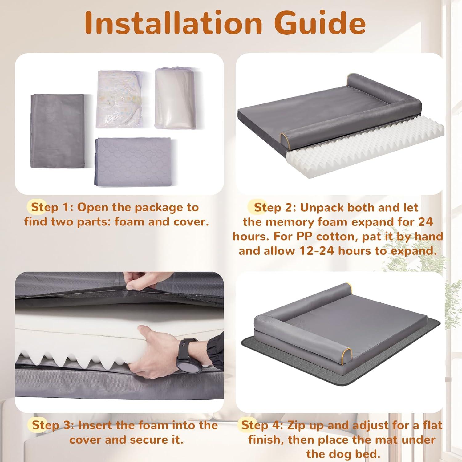 Cama Ortopédica para Perros Xihan Mediana Impermeable Gris