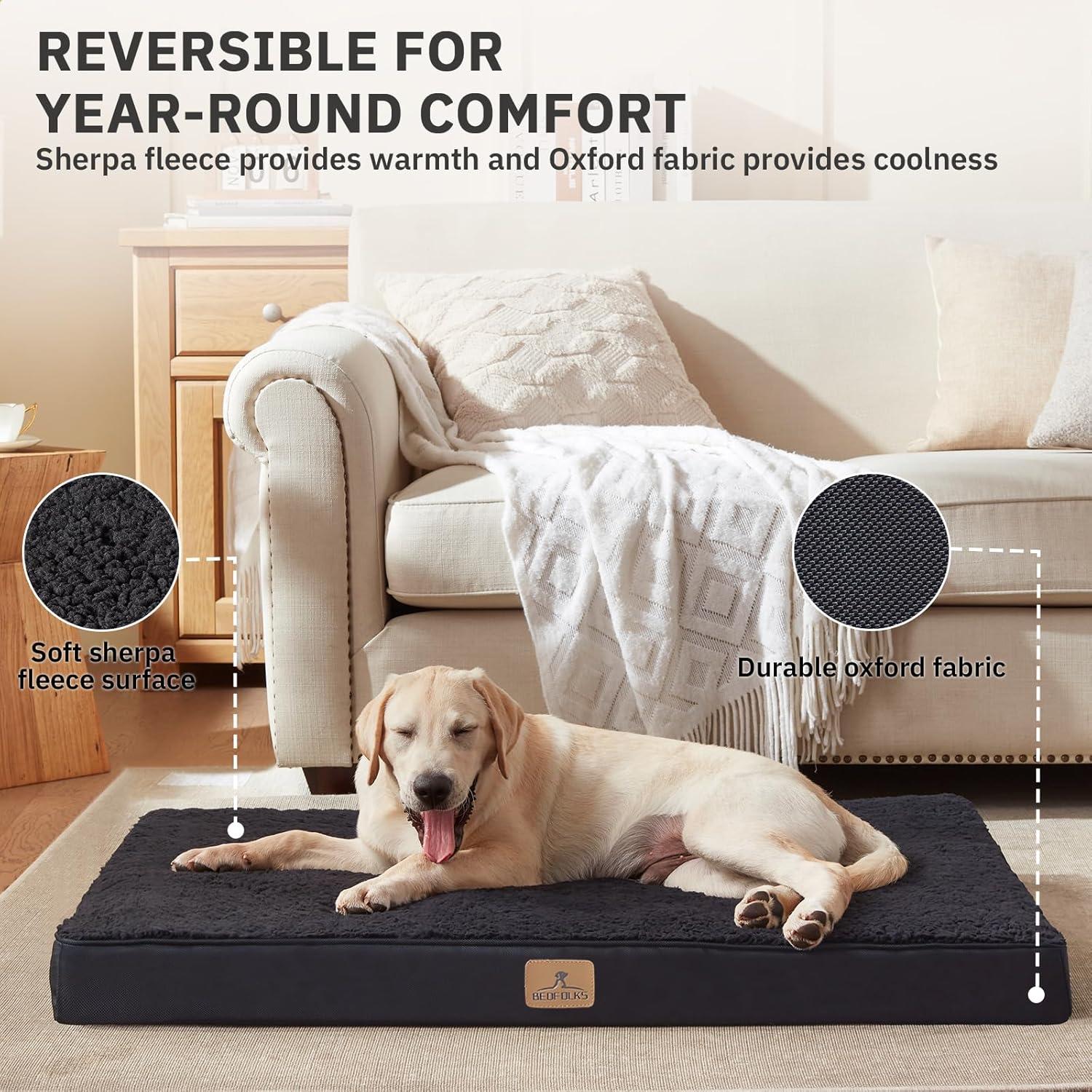 Cama Ortopédica para Perros Bedfolks 104 cm Negra - Espuma de Huevo