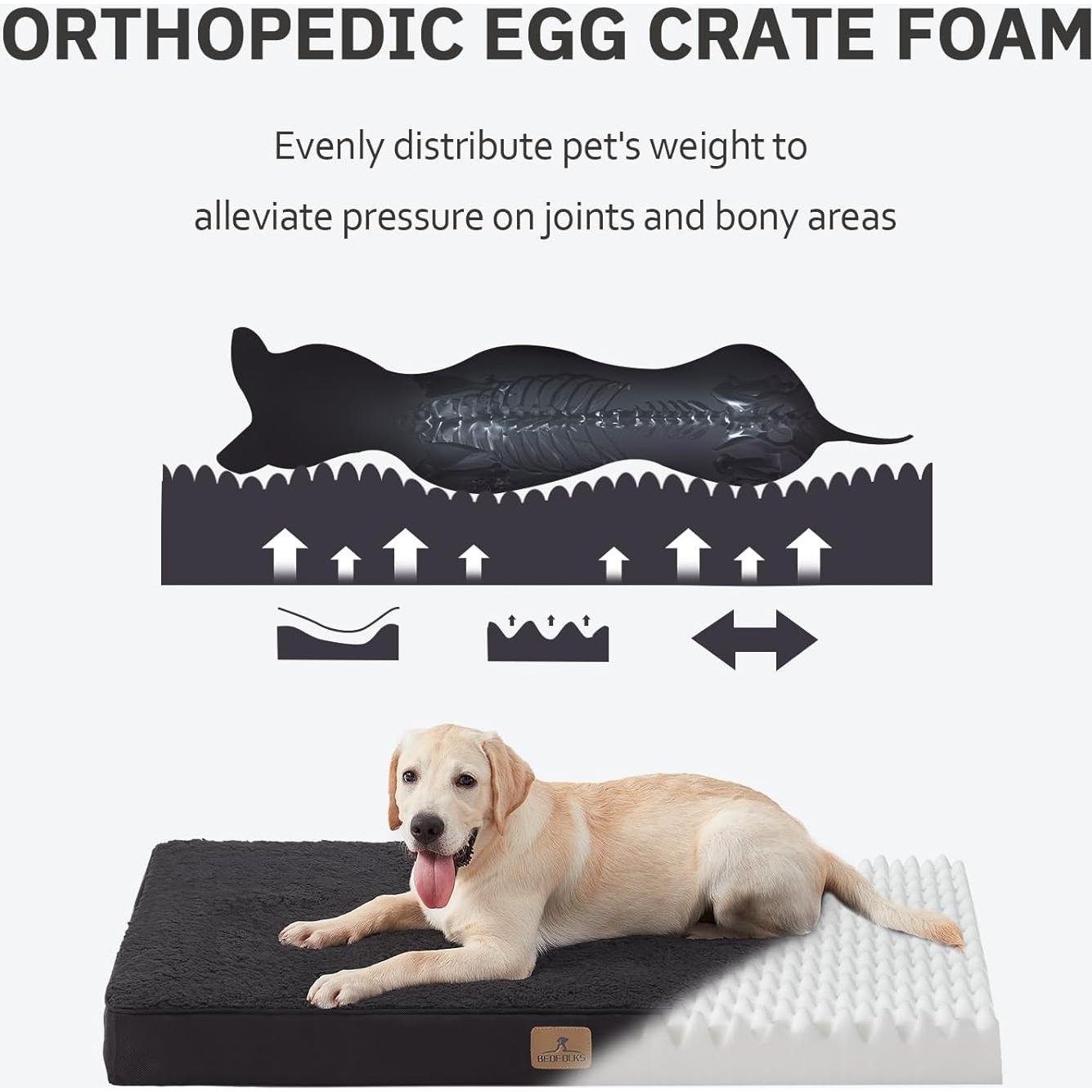 Cama Ortopédica para Perros Bedfolks 104 cm Negra - Espuma de Huevo