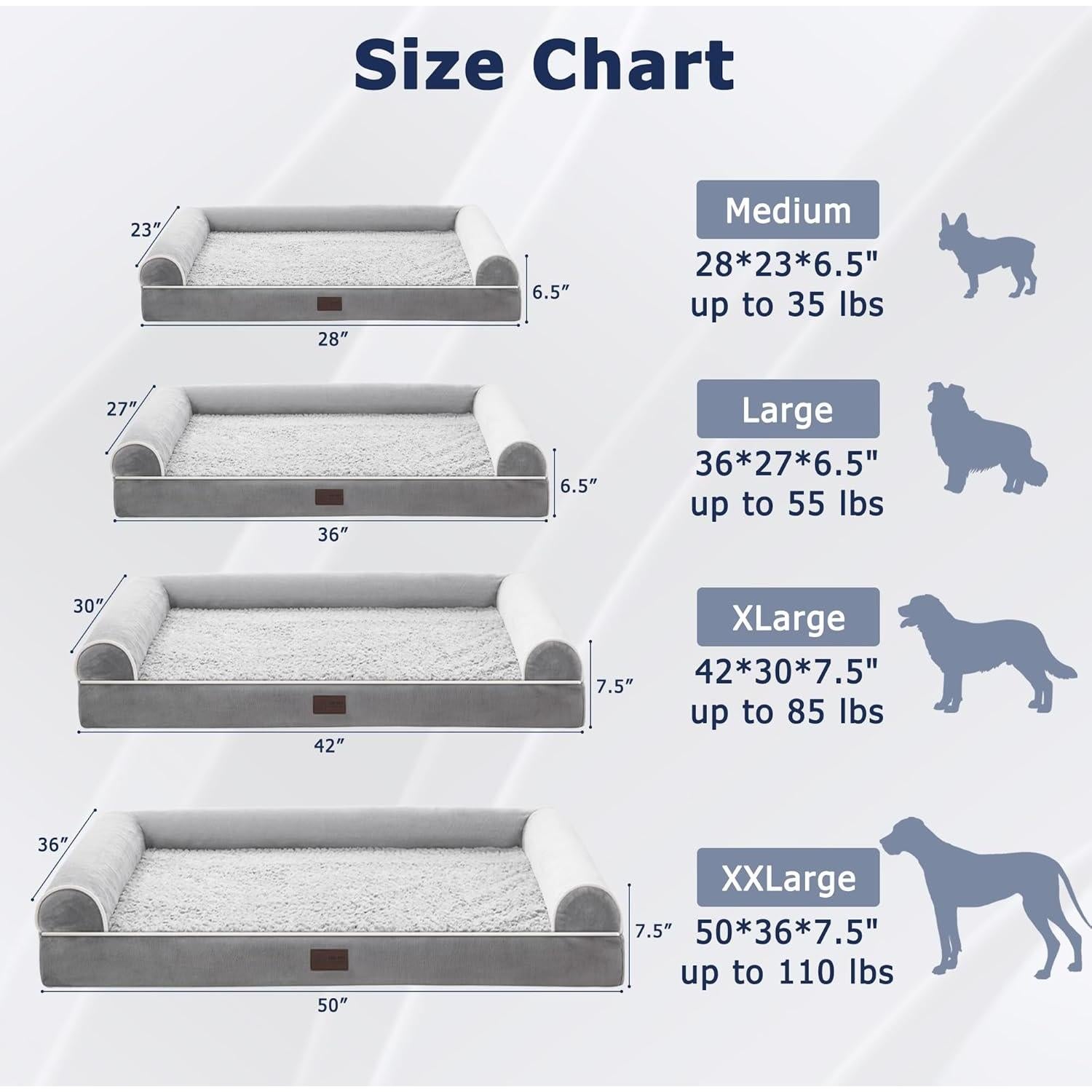 Cama ortopédica para perros XL Western Home gris impermeable