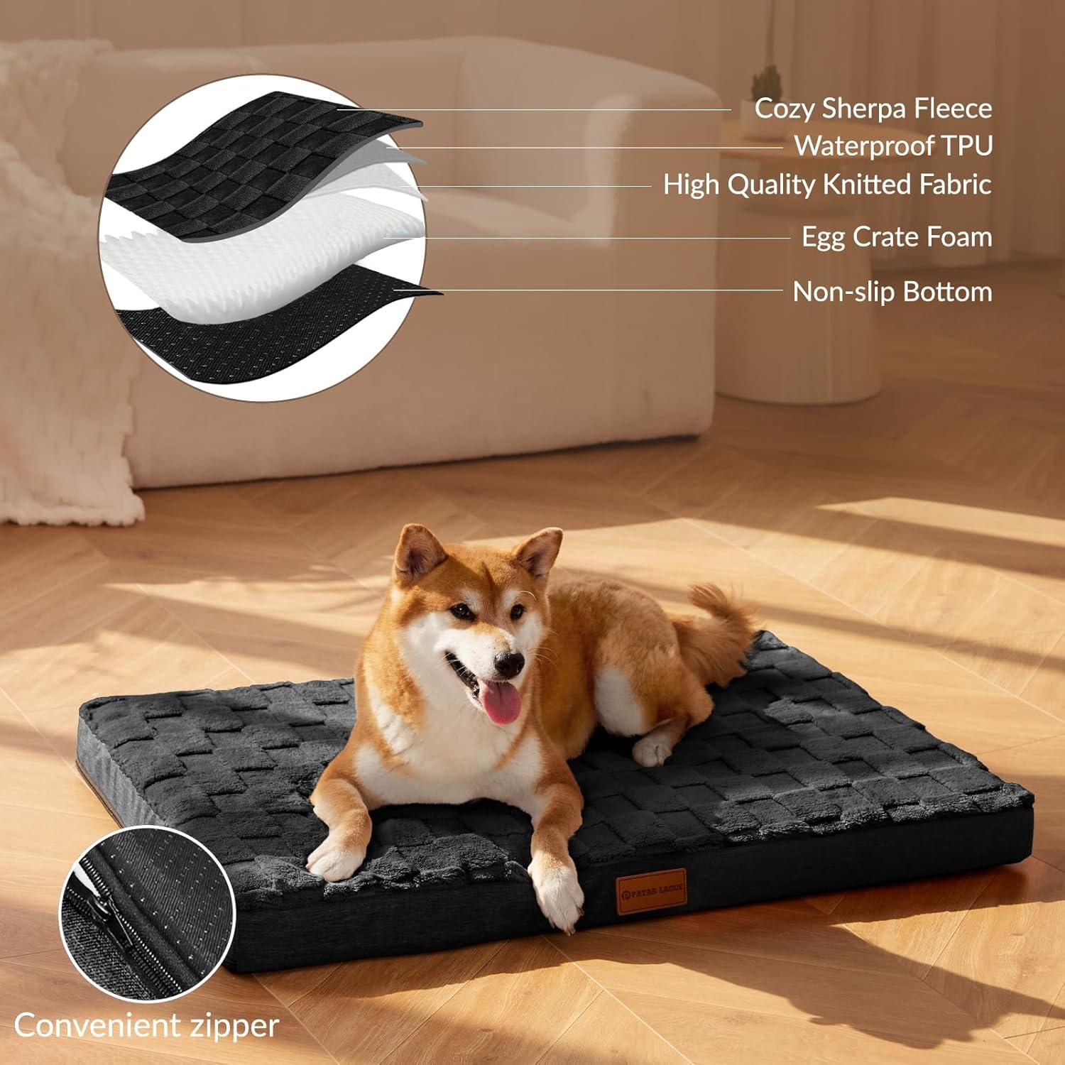 Cama Ortopédica para Perros Patas Lague 91.44x60.96cm Negra