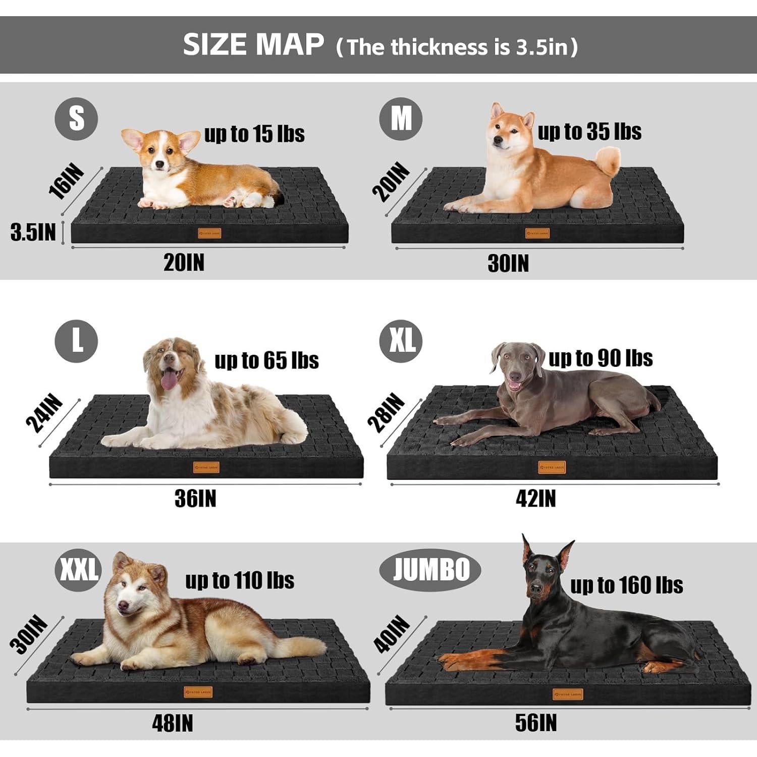 Cama Ortopédica para Perros Patas Lague 91.44x60.96cm Negra
