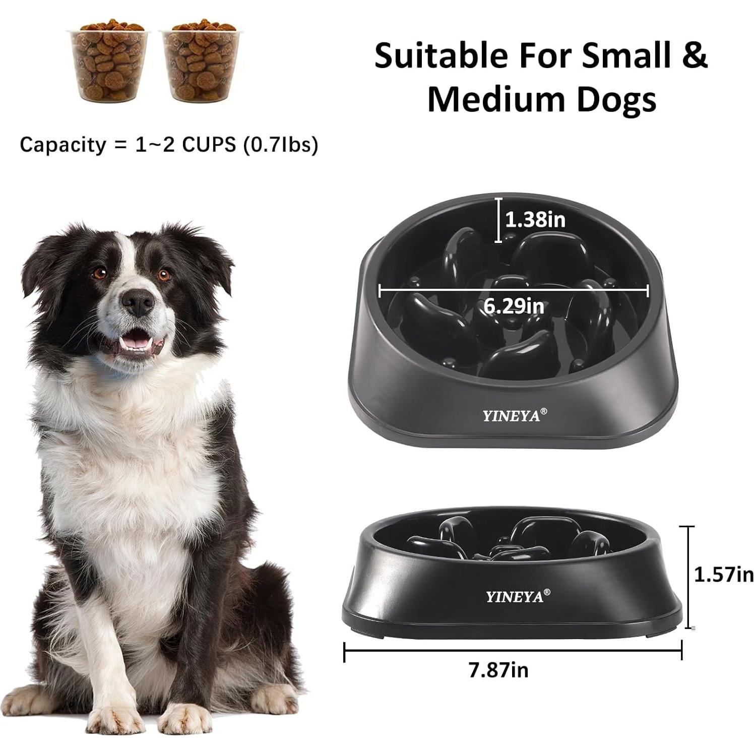 Cuenco de Alimentación Lenta para Perros YINEYA Mediano - Negro