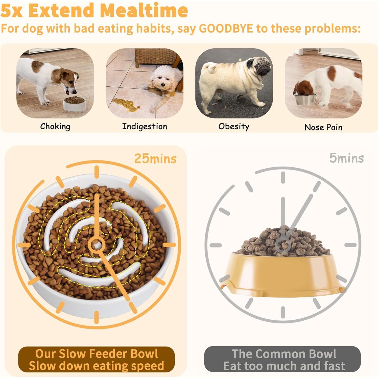 Tazón Elevado para Perros PTOBER - Cerámica 17 cm Antideslizante