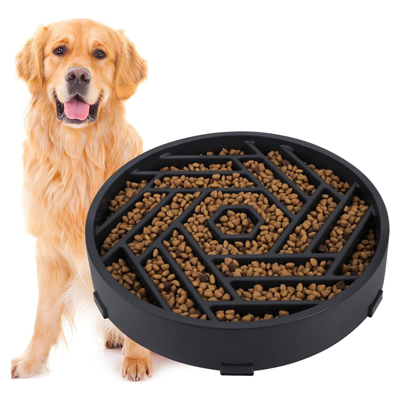 Tazón Antiahogo para Perros TOBYTO 25cm Negro - Comida Lenta