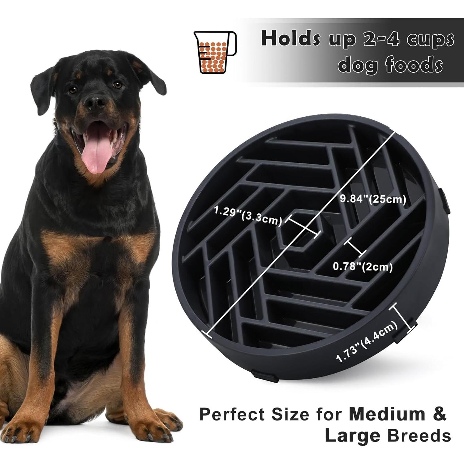 Tazón Antiahogo para Perros TOBYTO 25cm Negro - Comida Lenta
