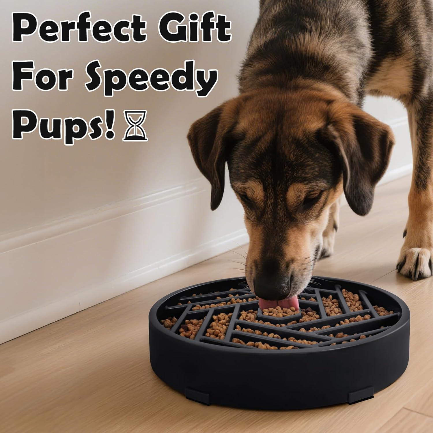 Tazón Antiahogo para Perros TOBYTO 25cm Negro - Comida Lenta