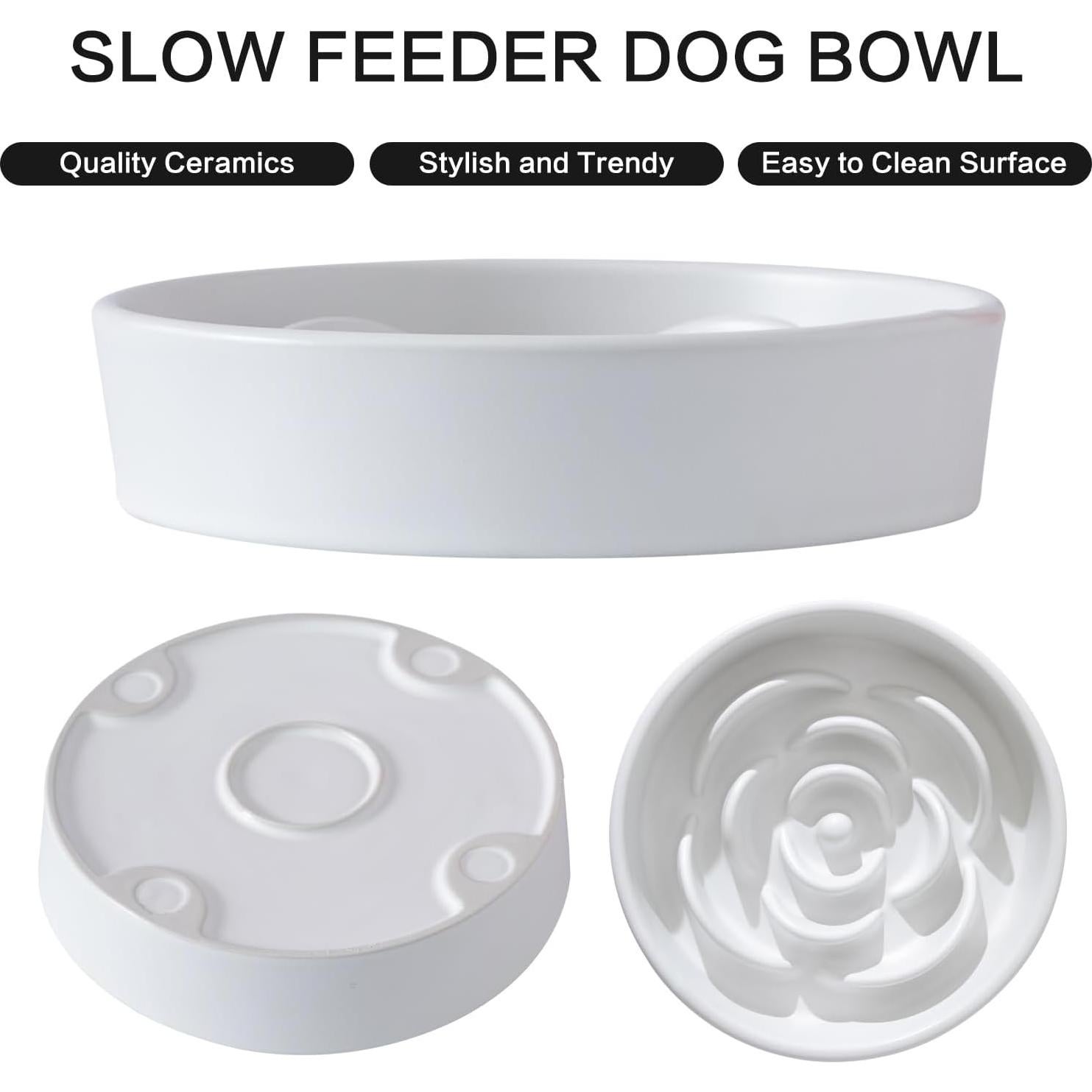 Tazón de Cerámica para Perros Welloyed 21 cm Blanco Antideslizante