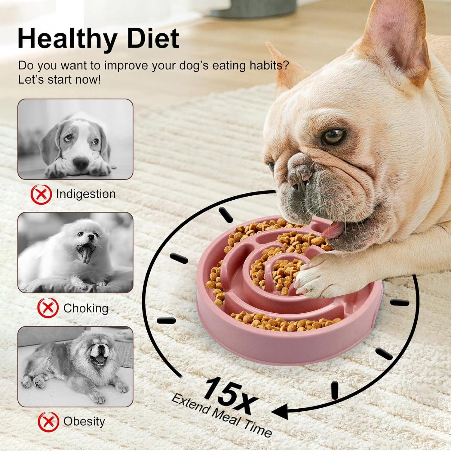 Cuenco Antideslizante para Perros Facdiary, Alimentación Lenta 1.5 Tazas