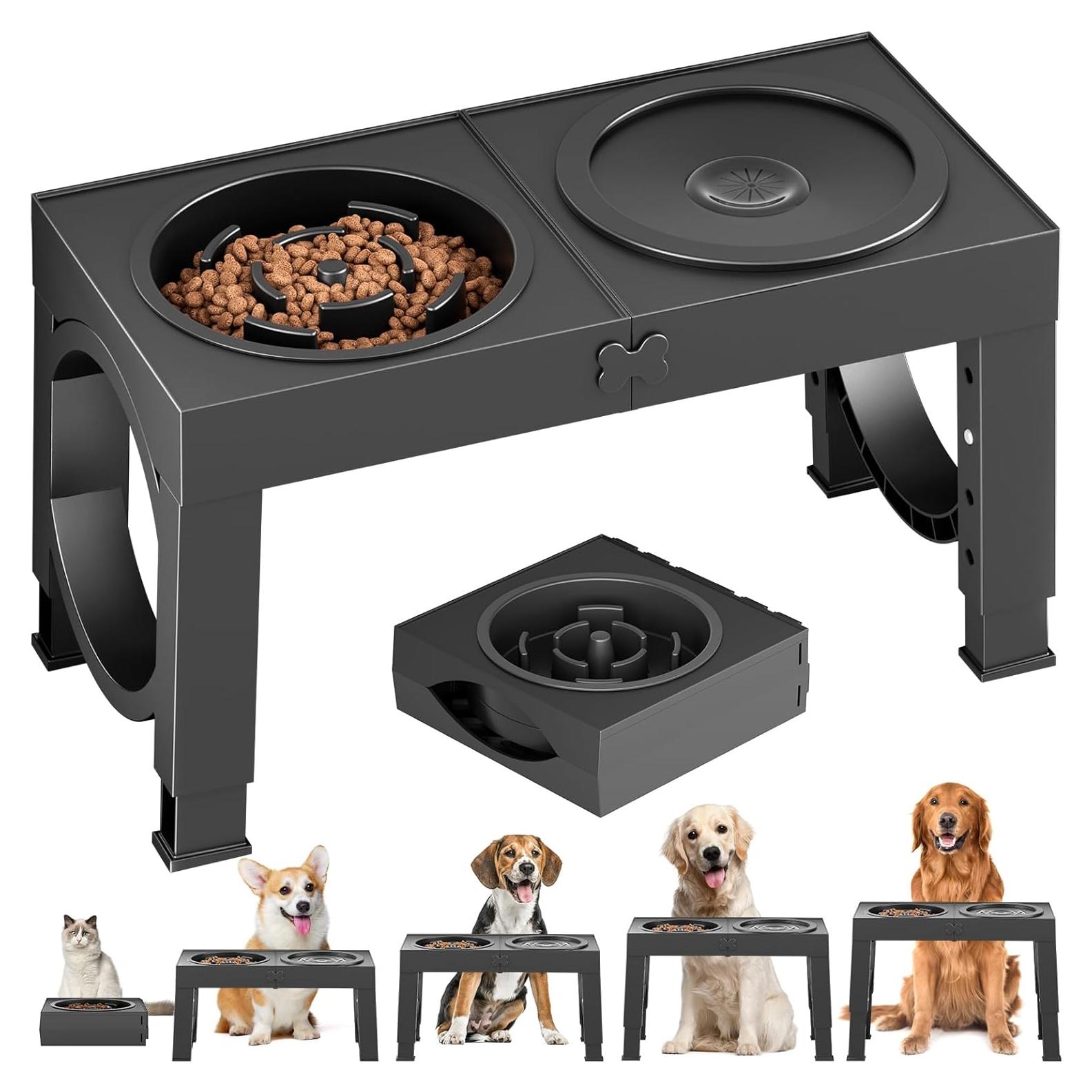 Soporte Elevado para Cuencos de Perro XIAZ Ajustable 4 Alturas