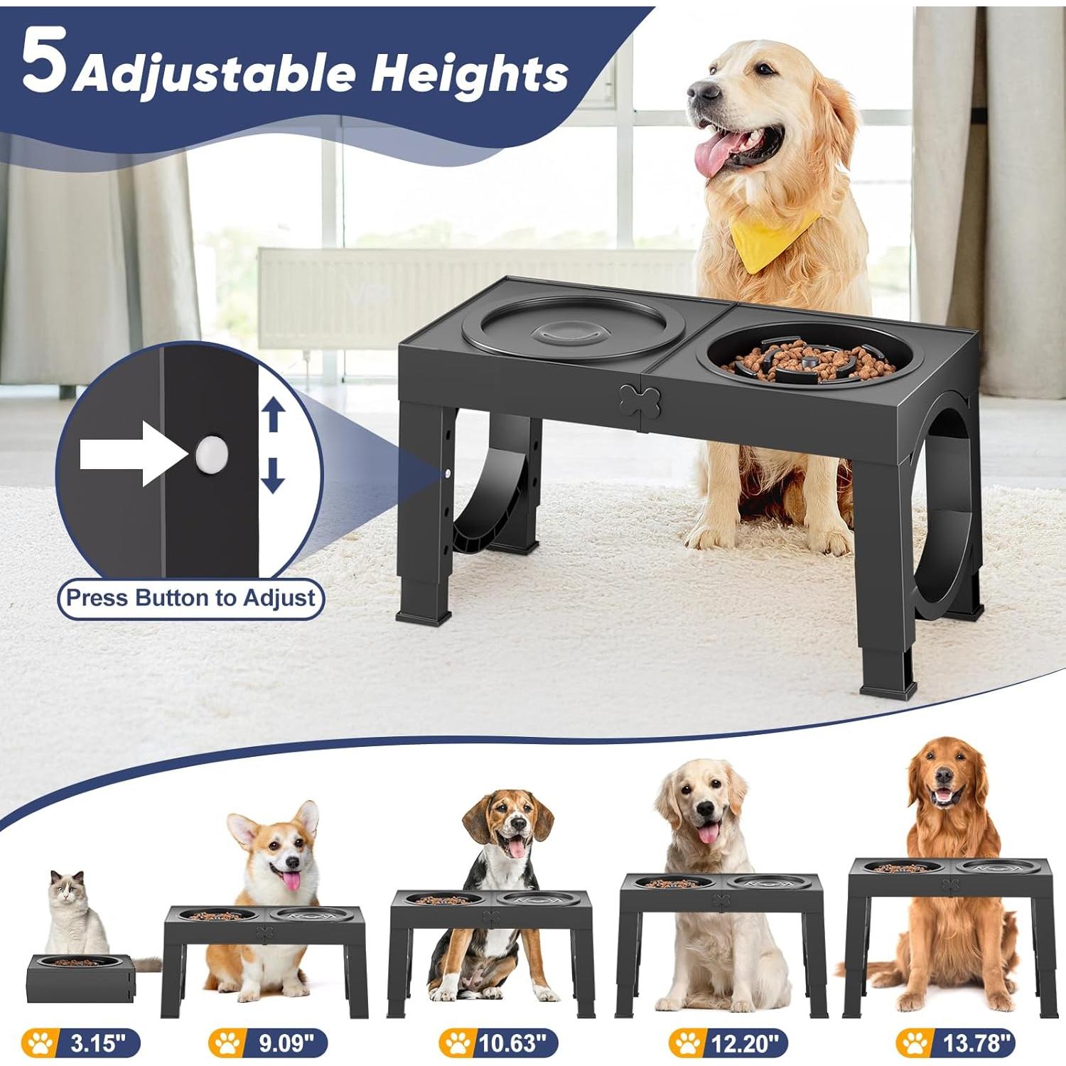 Soporte Elevado para Cuencos de Perro XIAZ Ajustable 4 Alturas