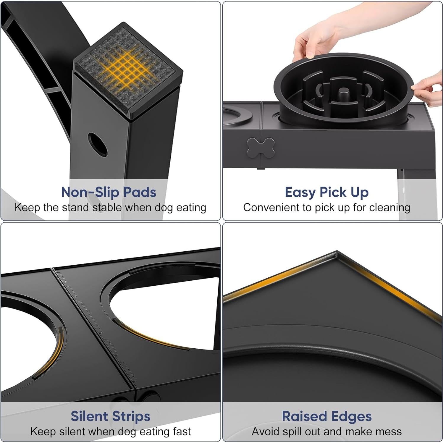 Soporte Elevado para Cuencos de Perro XIAZ Ajustable 4 Alturas