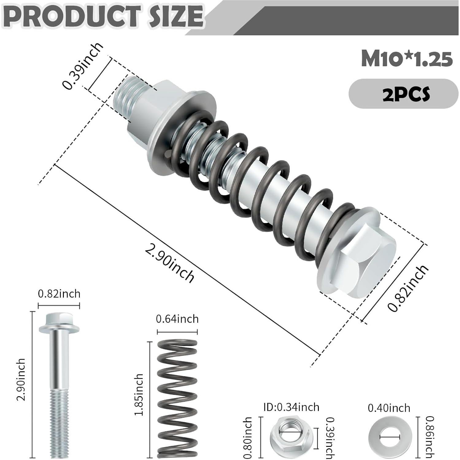 Kit de Tornillos de Escape YGDMD M10x1.25 con Resortes