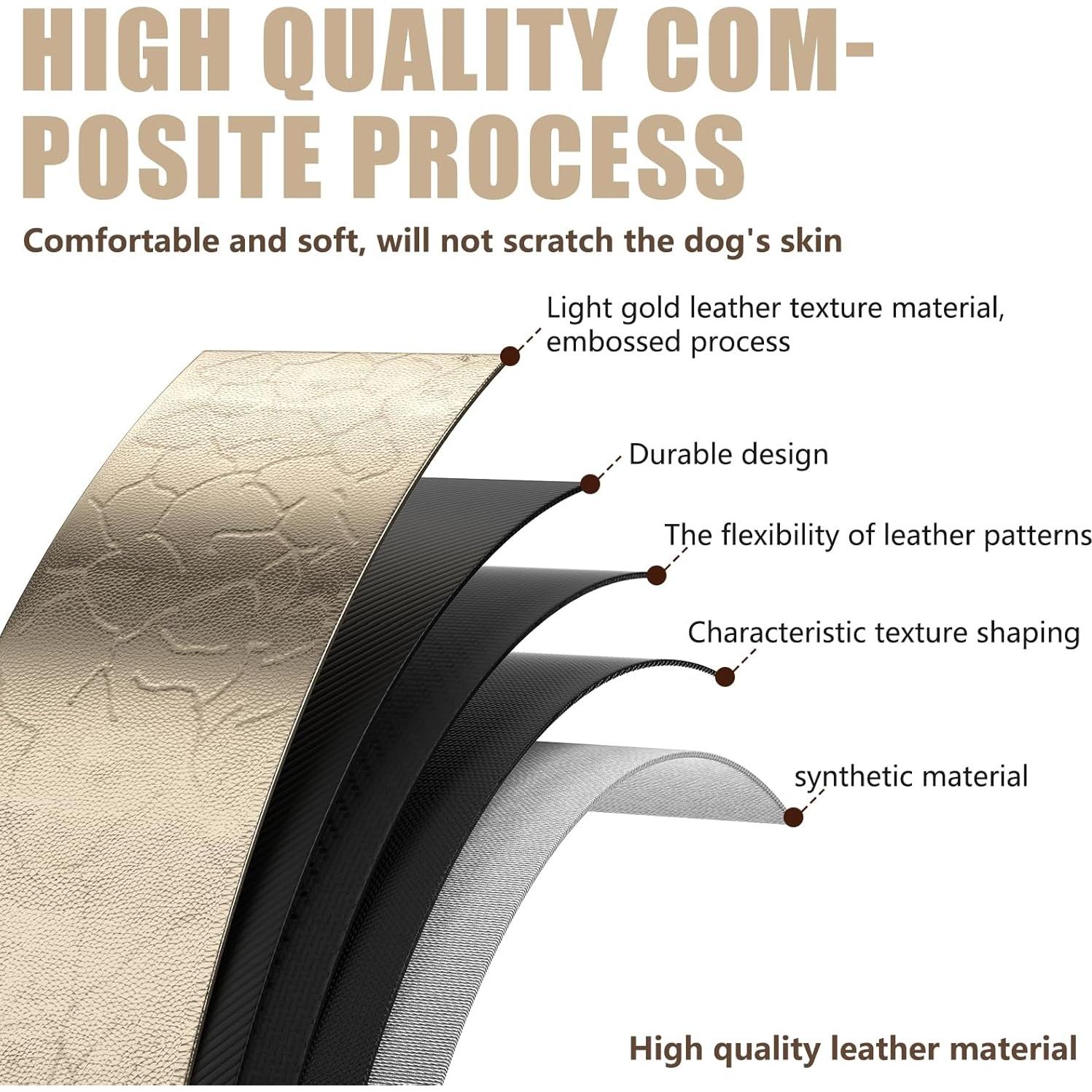 Collar de Cuero para Perro Zowpet con Soporte AirTag M Oro Champán