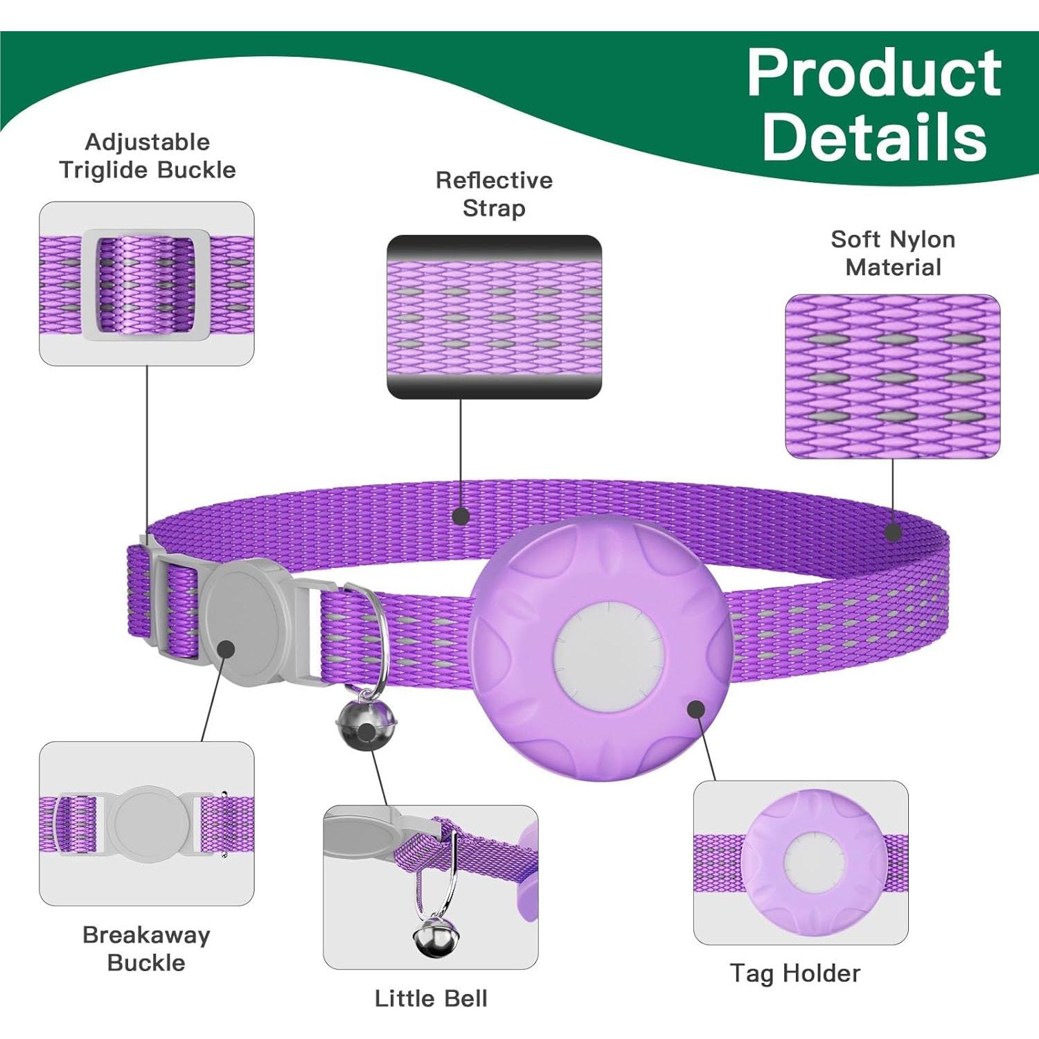 Collar Localizador GPS para Gatos ZITTZ Morado, Sin Cuota Mensual