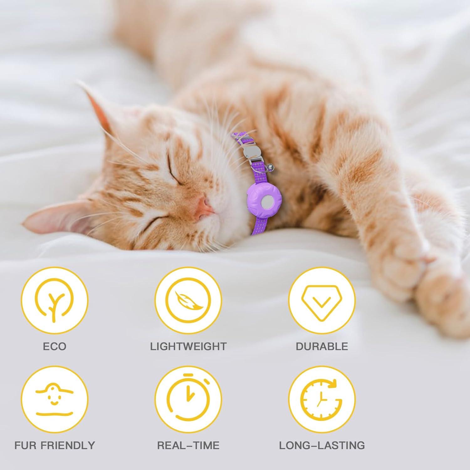Collar Localizador GPS para Gatos ZITTZ Morado, Sin Cuota Mensual