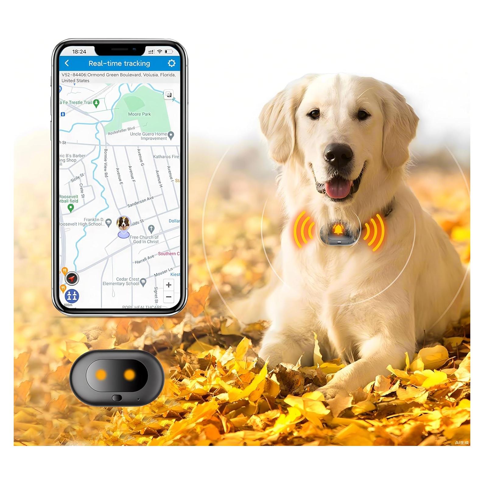 Rastreador GPS 4G Fajocru para Perros Grandes - Impermeable, Luz LED