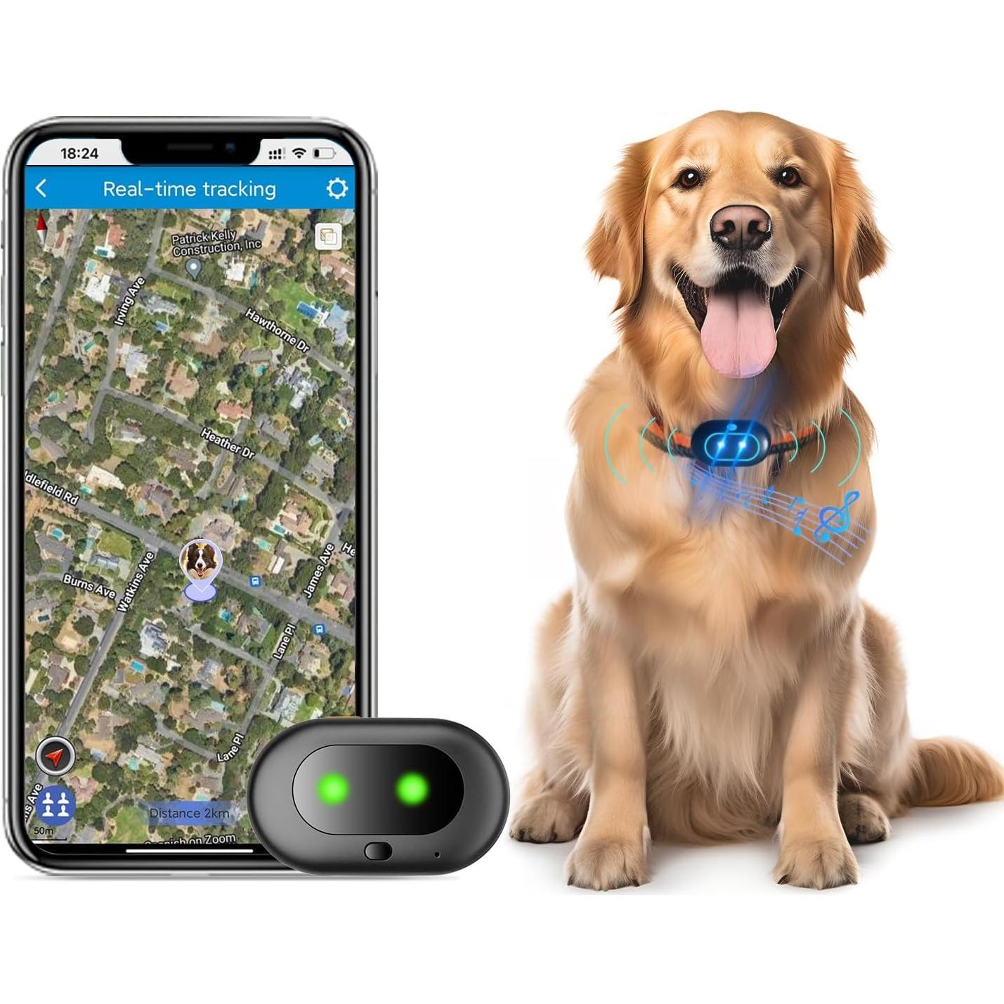 Rastreador GPS 4G Fajocru para Perros Grandes - Impermeable, Luz LED