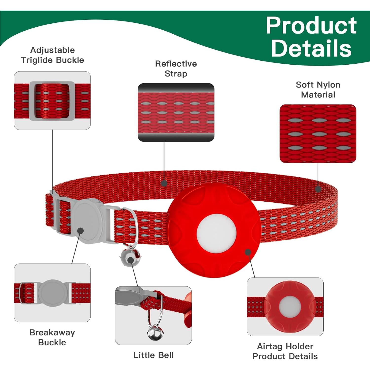 Rastreador GPS para Gatos HONGTOP H Impermeable Bluetooth Rojo