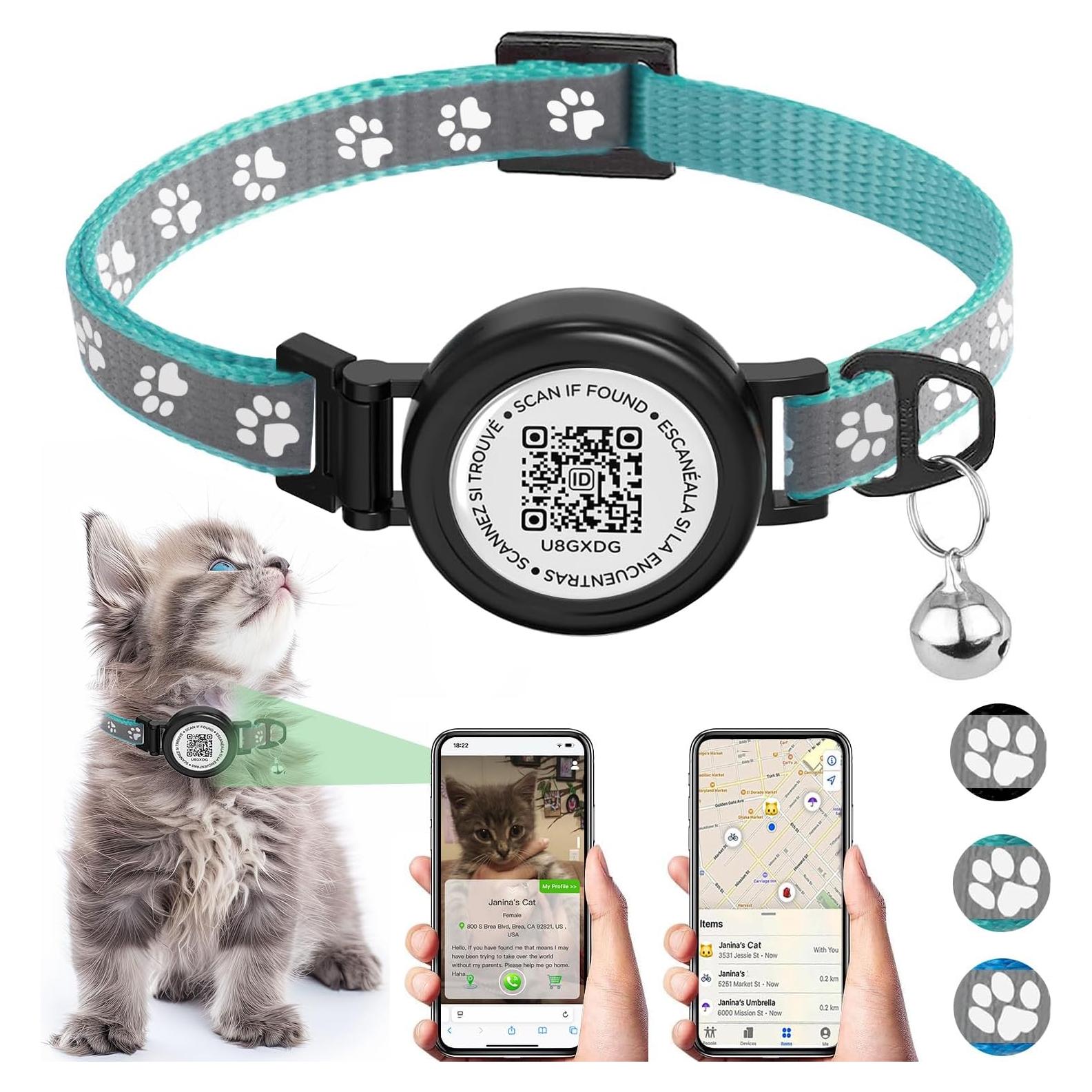 Collar Reflectante para Gato Dgerp con TAG QR 18-30 cm Verde Claro
