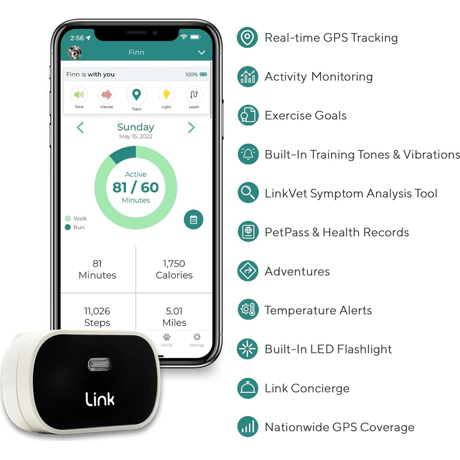 Rastreador GPS para Perros Link My Pet - Salud y Actividad