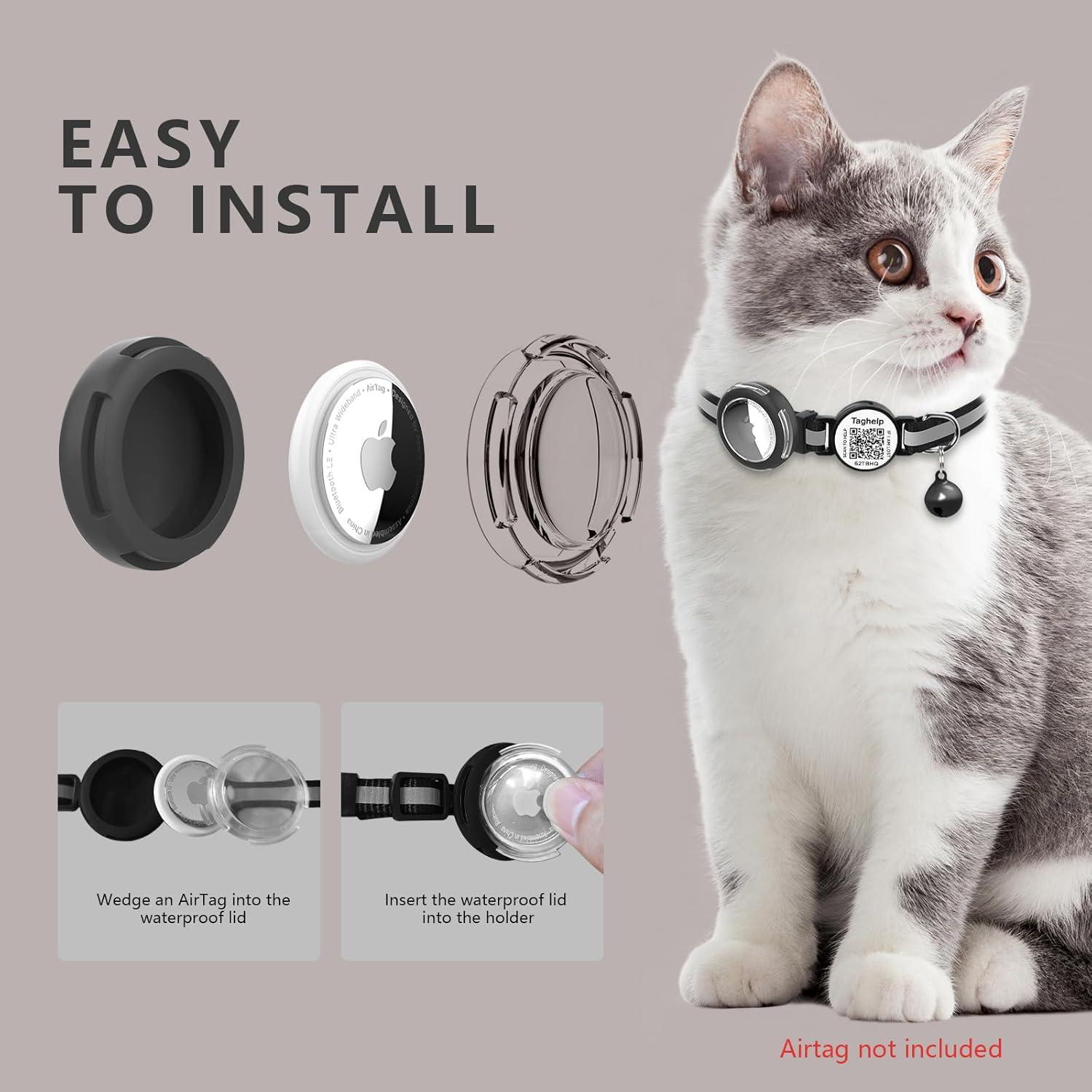 Collar para Gato Taghelp Rosa A con Soporte AirTag y QR