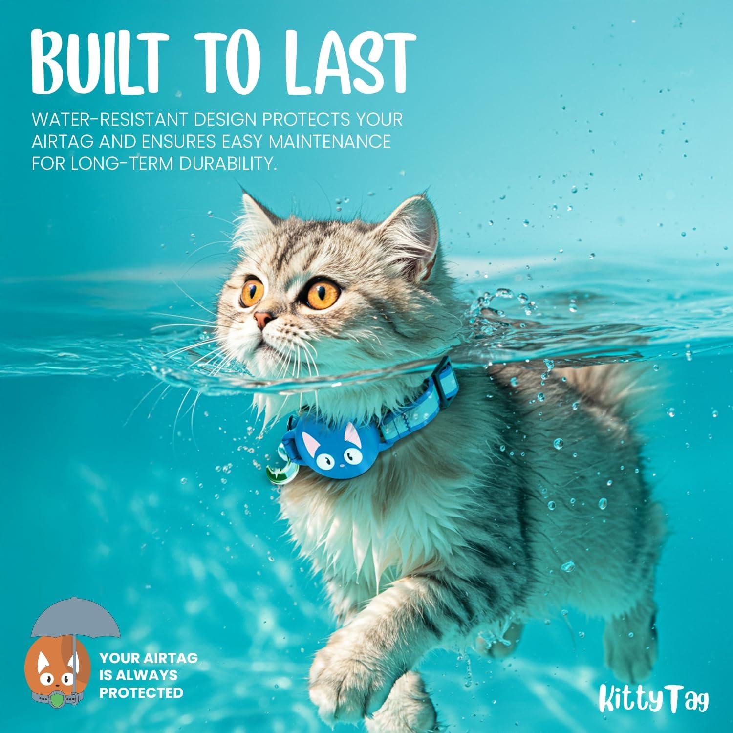 Collar para Gato KittyTag con Soporte para AirTag Azul Marino 22-30 cm