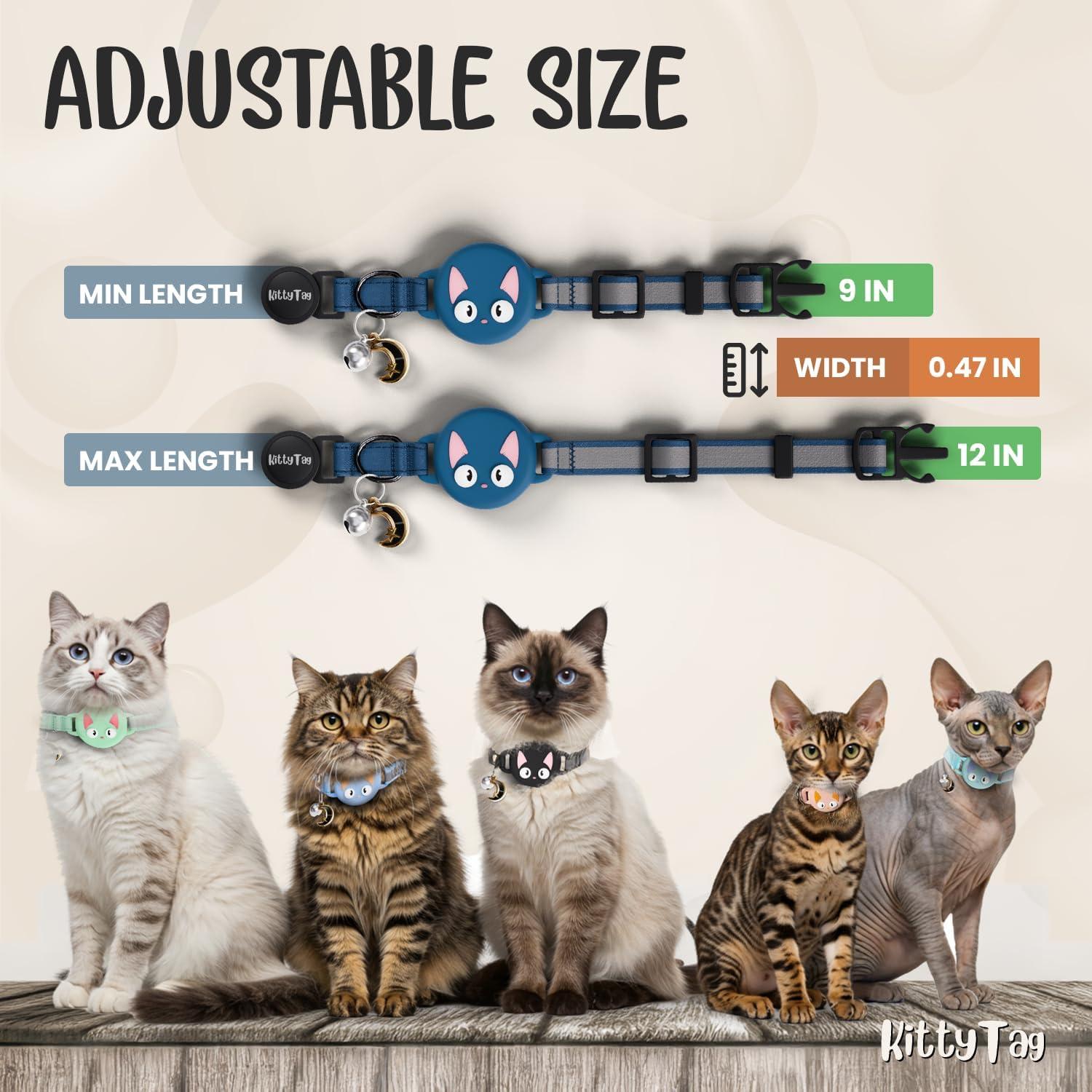Collar para Gato KittyTag con Soporte para AirTag Azul Marino 22-30 cm