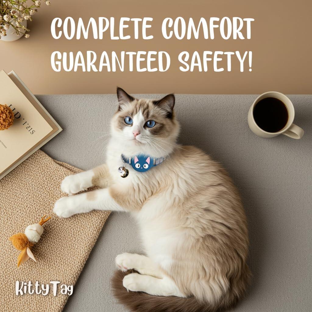 Collar para Gato KittyTag con Soporte para AirTag Azul Marino 22-30 cm