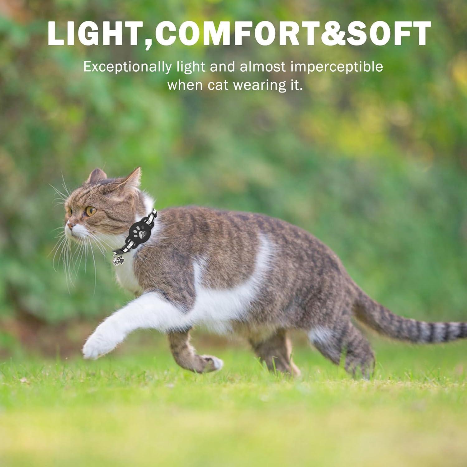 Collar para Gato SCENEREAL Negro con Soporte para AirTag