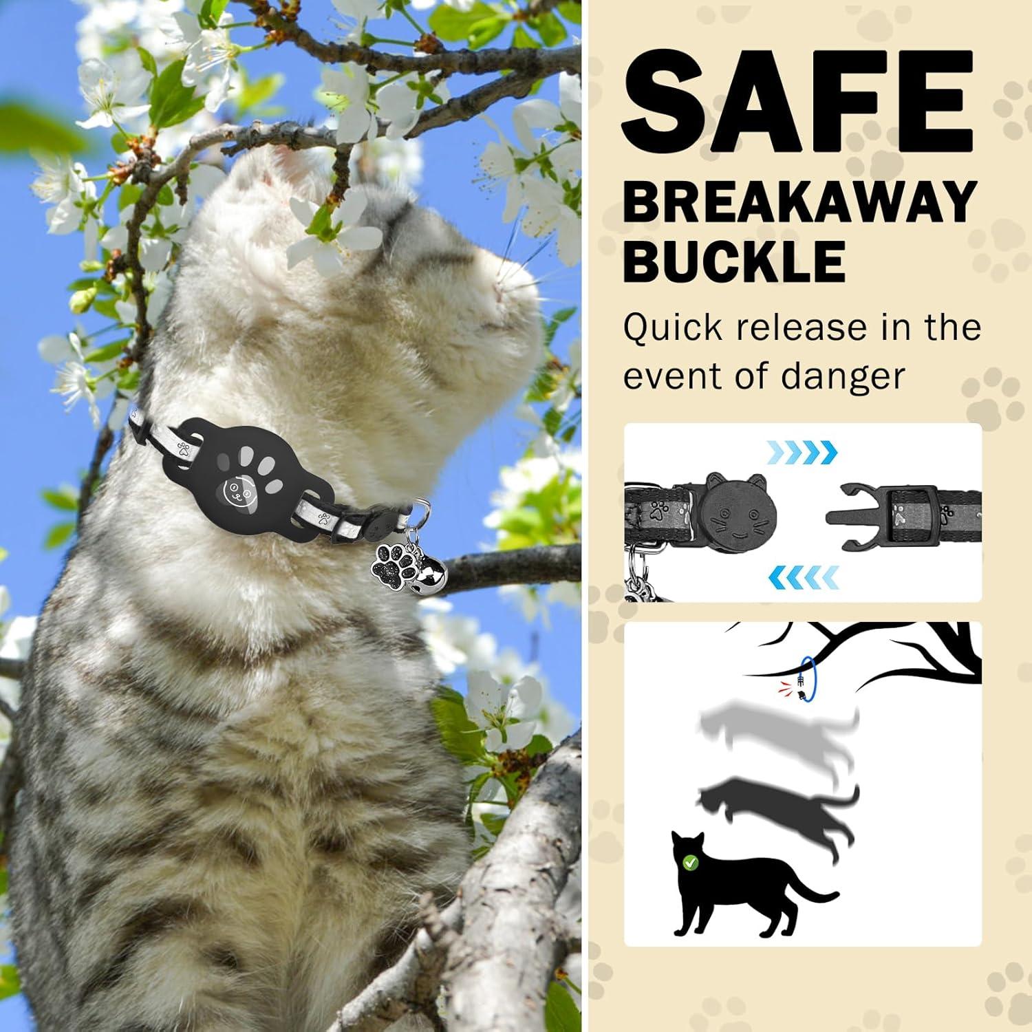 Collar para Gato SCENEREAL Negro con Soporte para AirTag