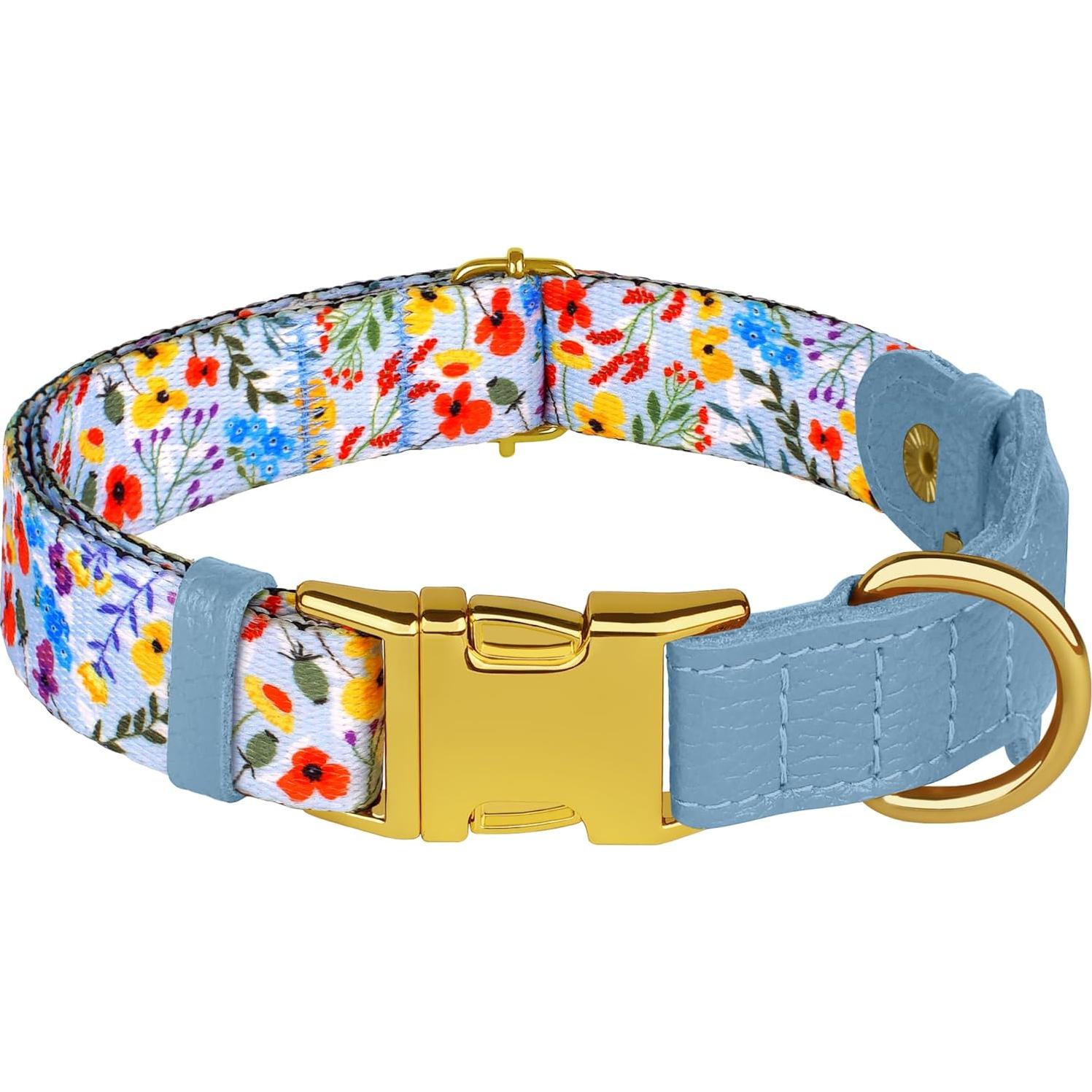 Collar para Perros Budkas con Soporte AirTag Floral Mediano