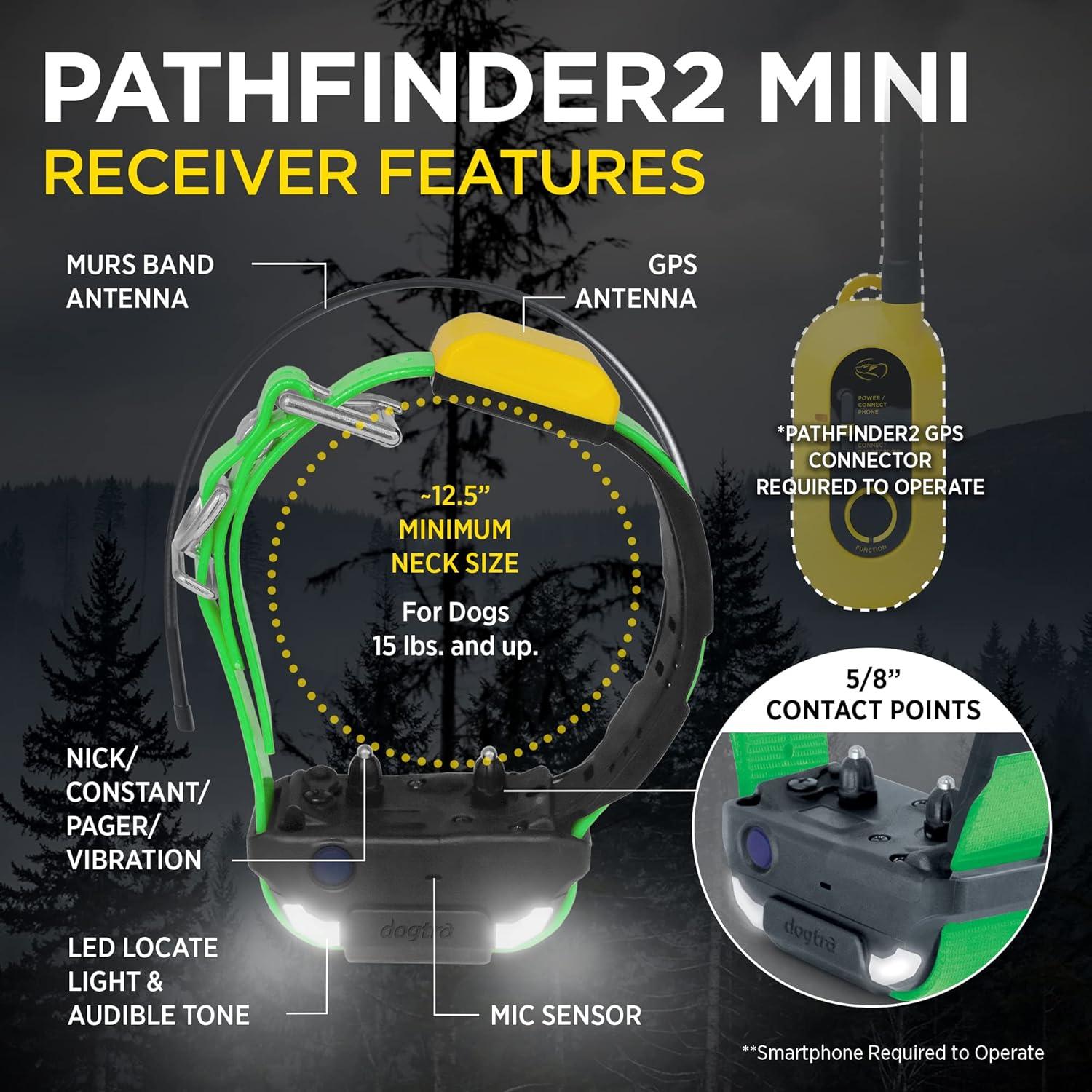 Receptor GPS Dogtra PATHFINDER2 MINI para Perros con Luz LED