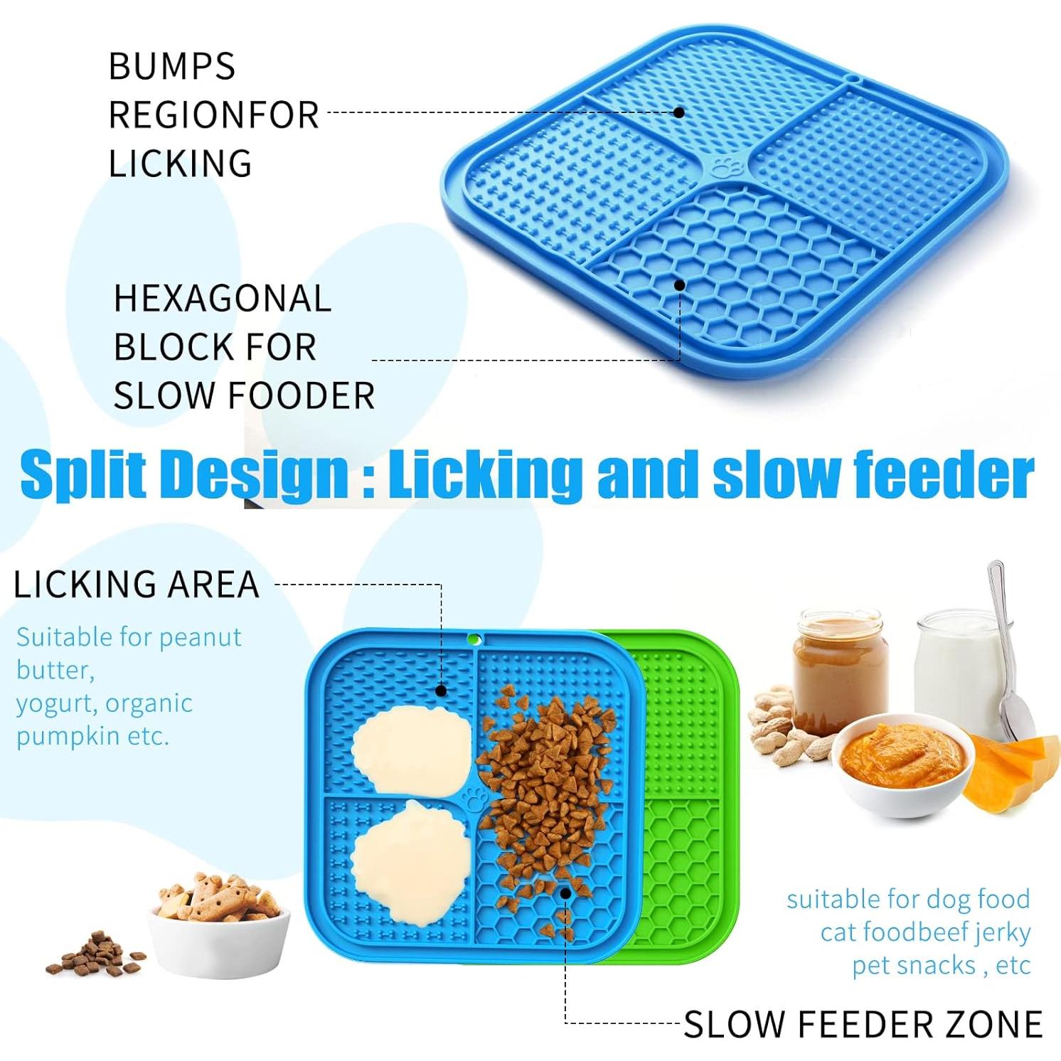 Alfombrilla Lick Honomastry 20cm para Perros - 2 Pack Azul y Verde