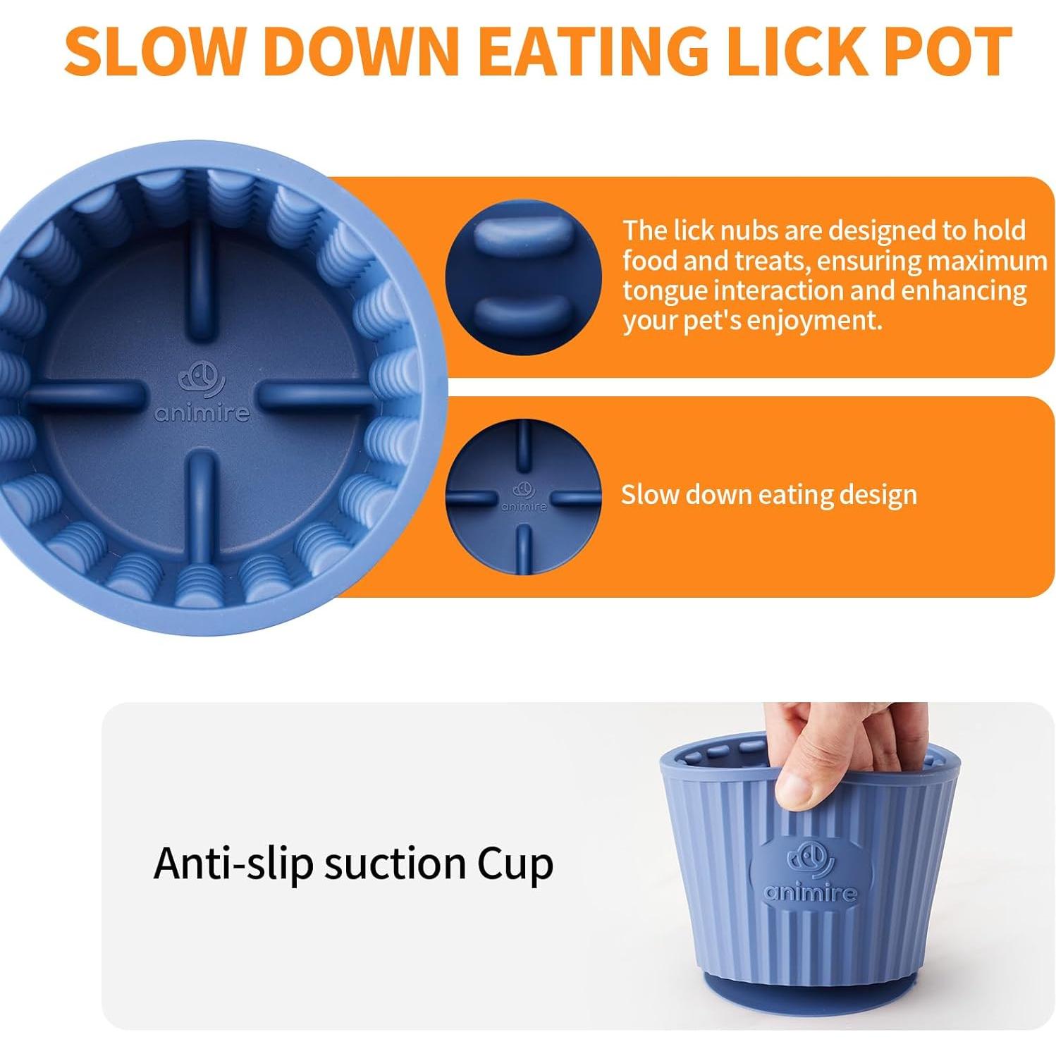 Tazón Antideslizante para Lamer Animire M-L Azul Profundo