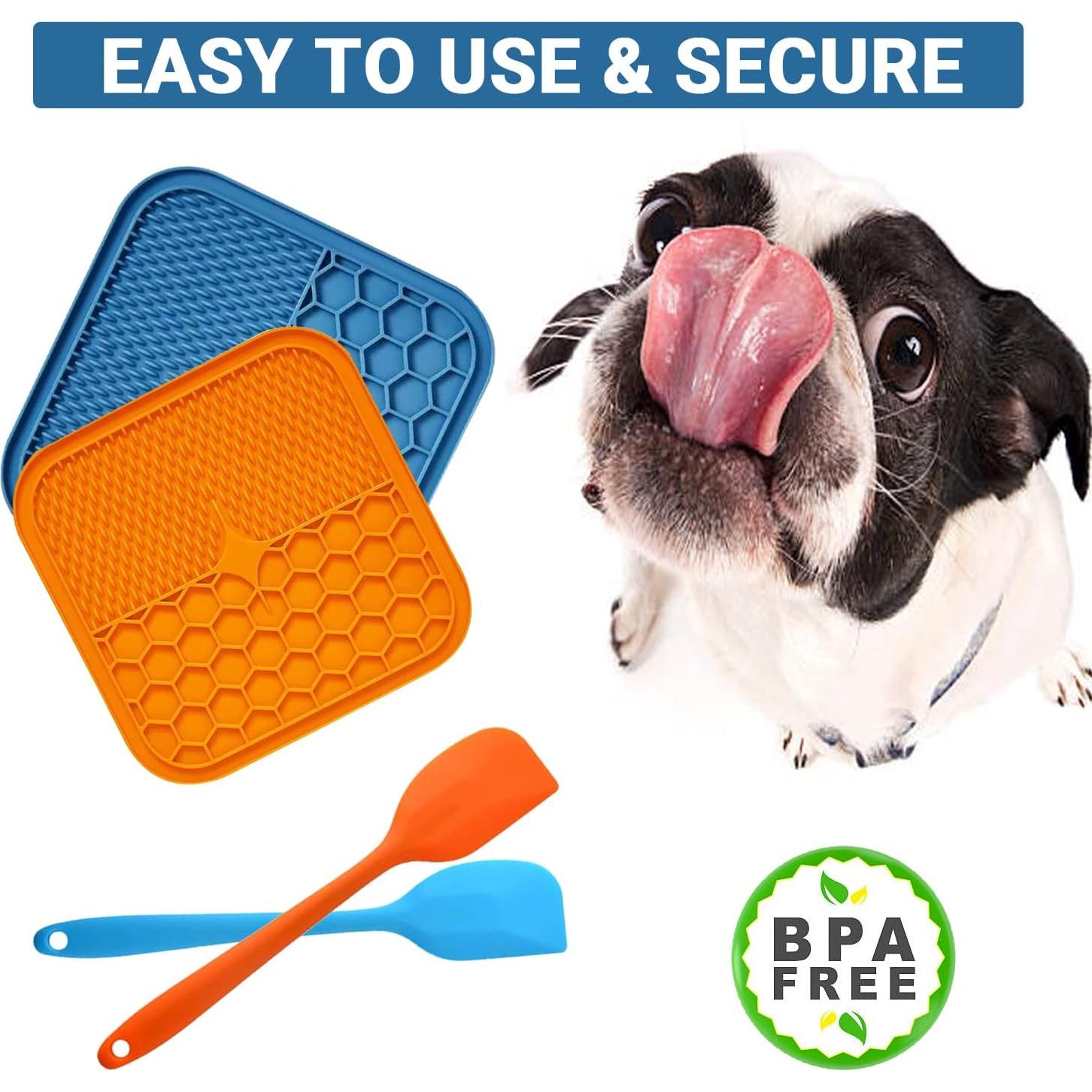 Alfombrilla de Alimentación Lenta para Perros y Gatos Azul - Silicona No Tóxica