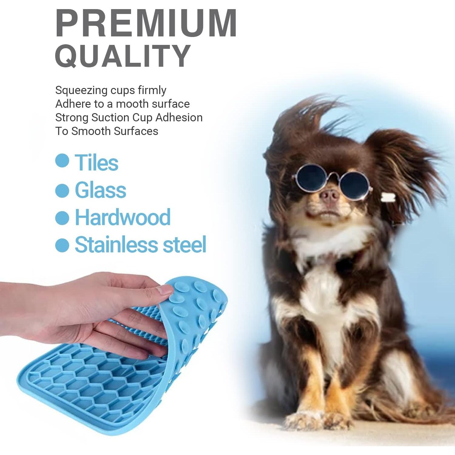 Alfombrilla de Alimentación Lenta para Perros y Gatos Azul - Silicona No Tóxica