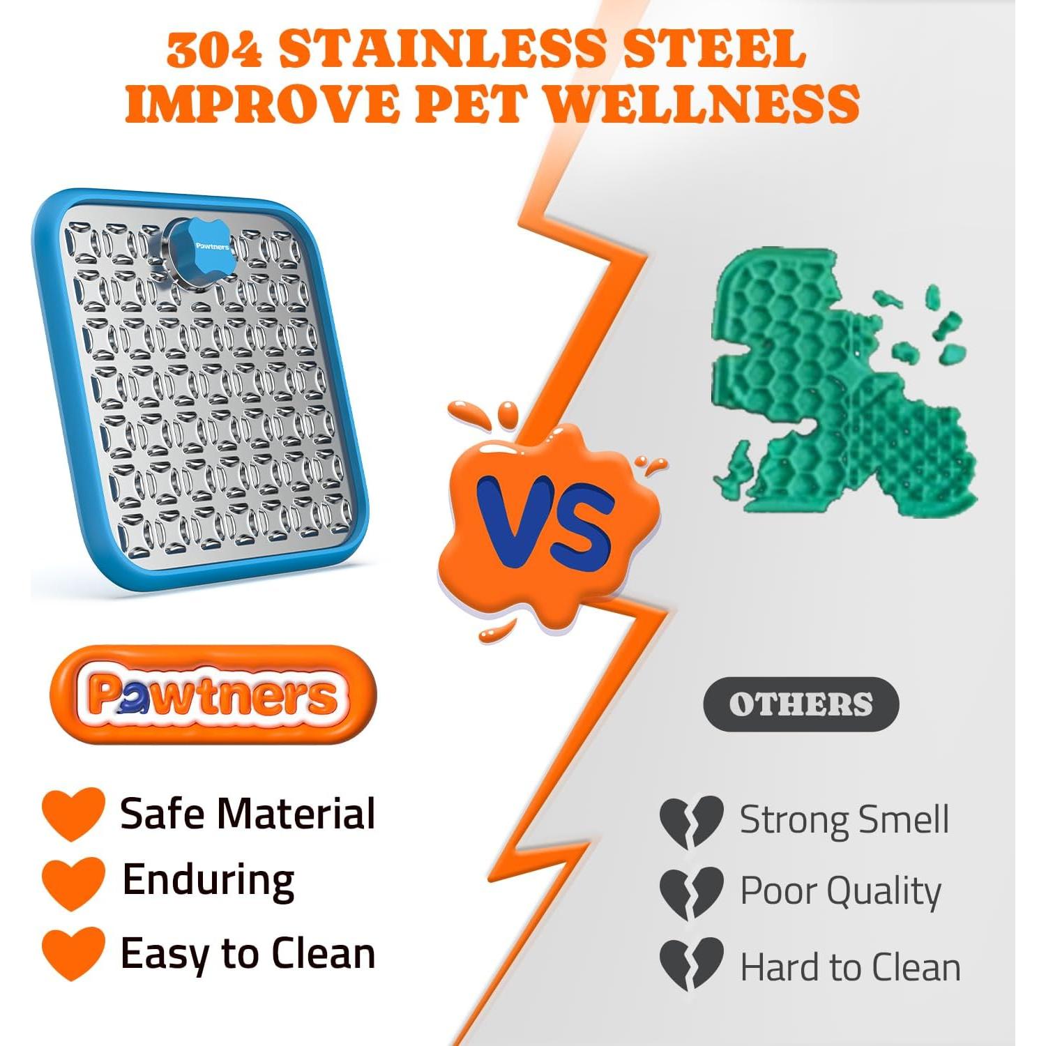 Alfombrilla de Lamer Pawtners Grande Acero Inoxidable 22.86cm Azul