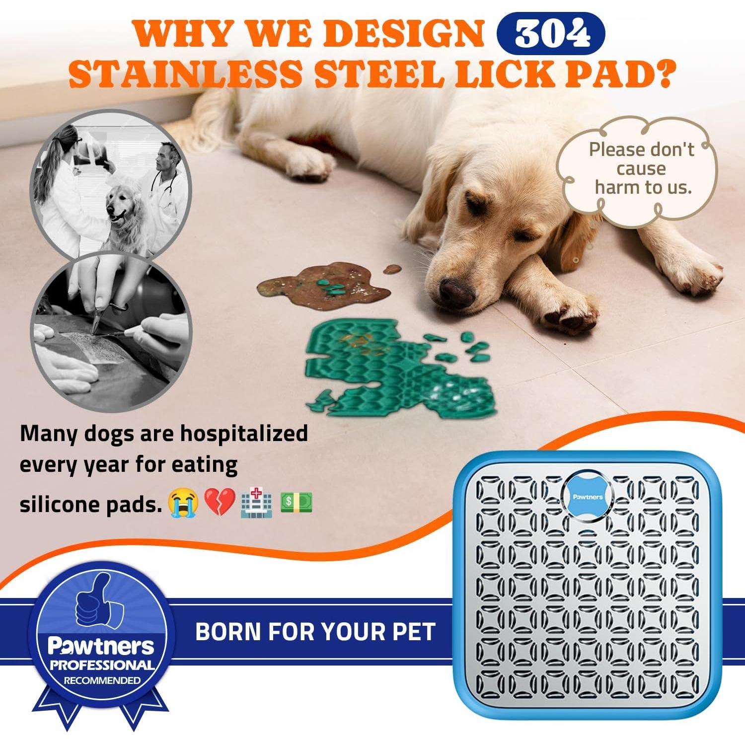 Alfombrilla de Lamer Pawtners Grande Acero Inoxidable 22.86cm Azul