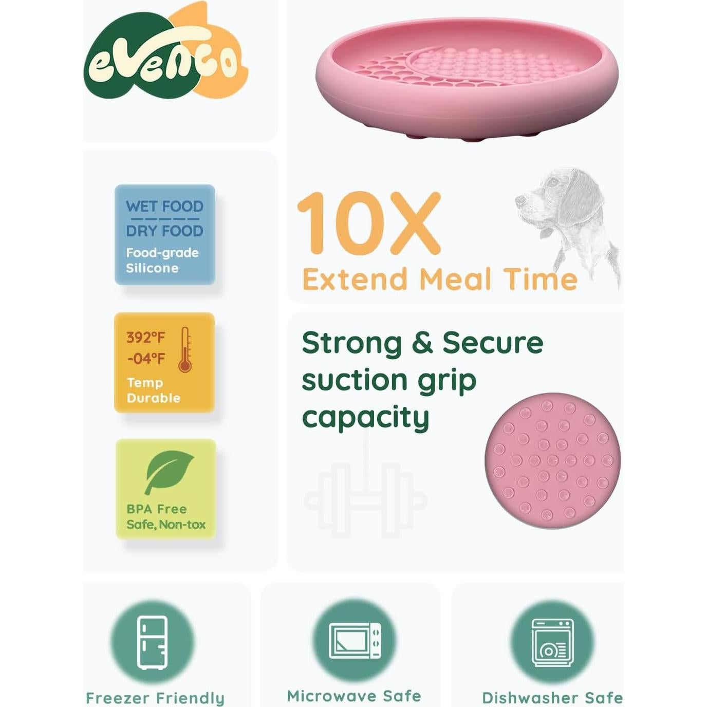 Alfombrilla Lick para Perros evenco Rosa 20.32 cm Antideslizante