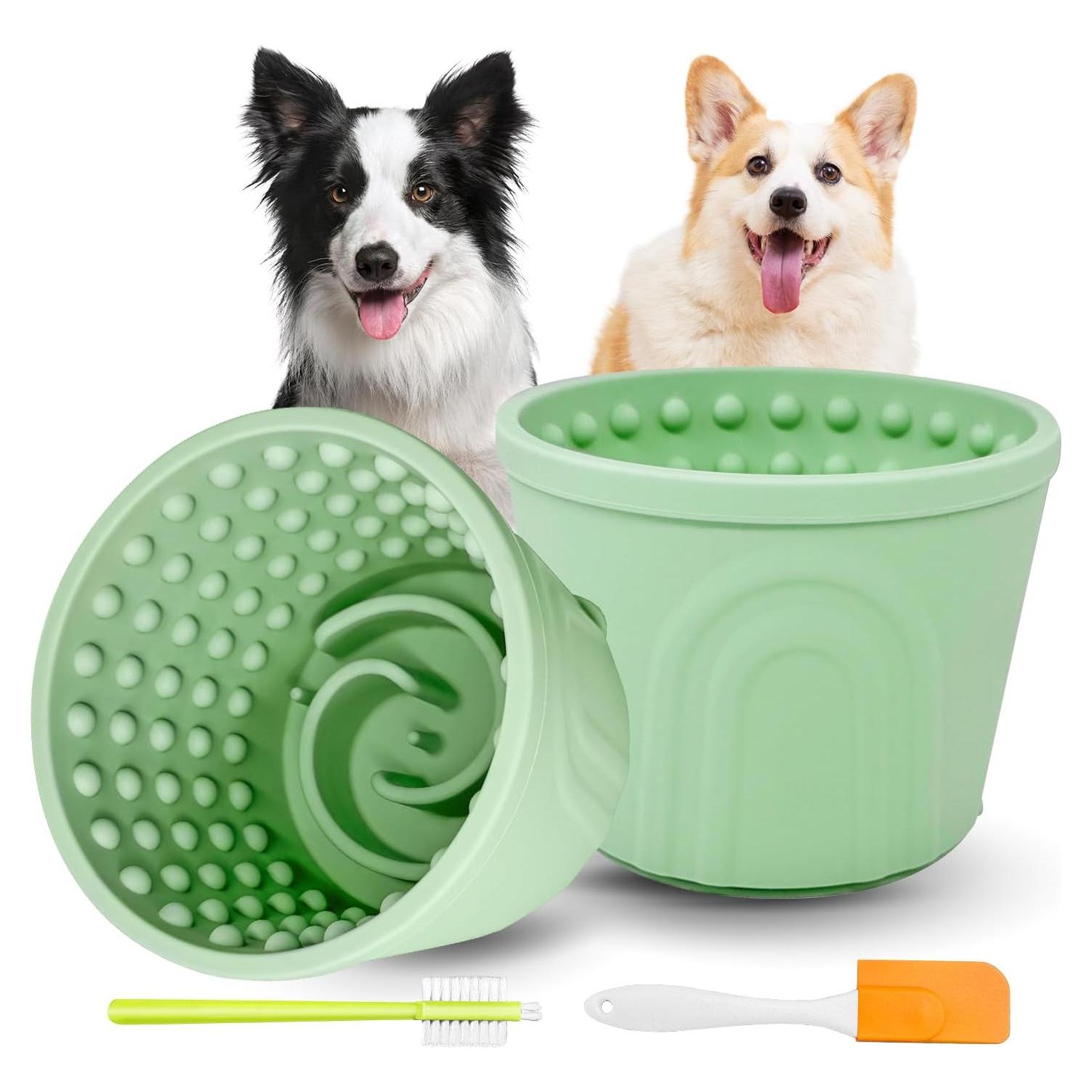 Tazón Lento para Perros Loyala, 2 Piezas, Antideslizante Verde