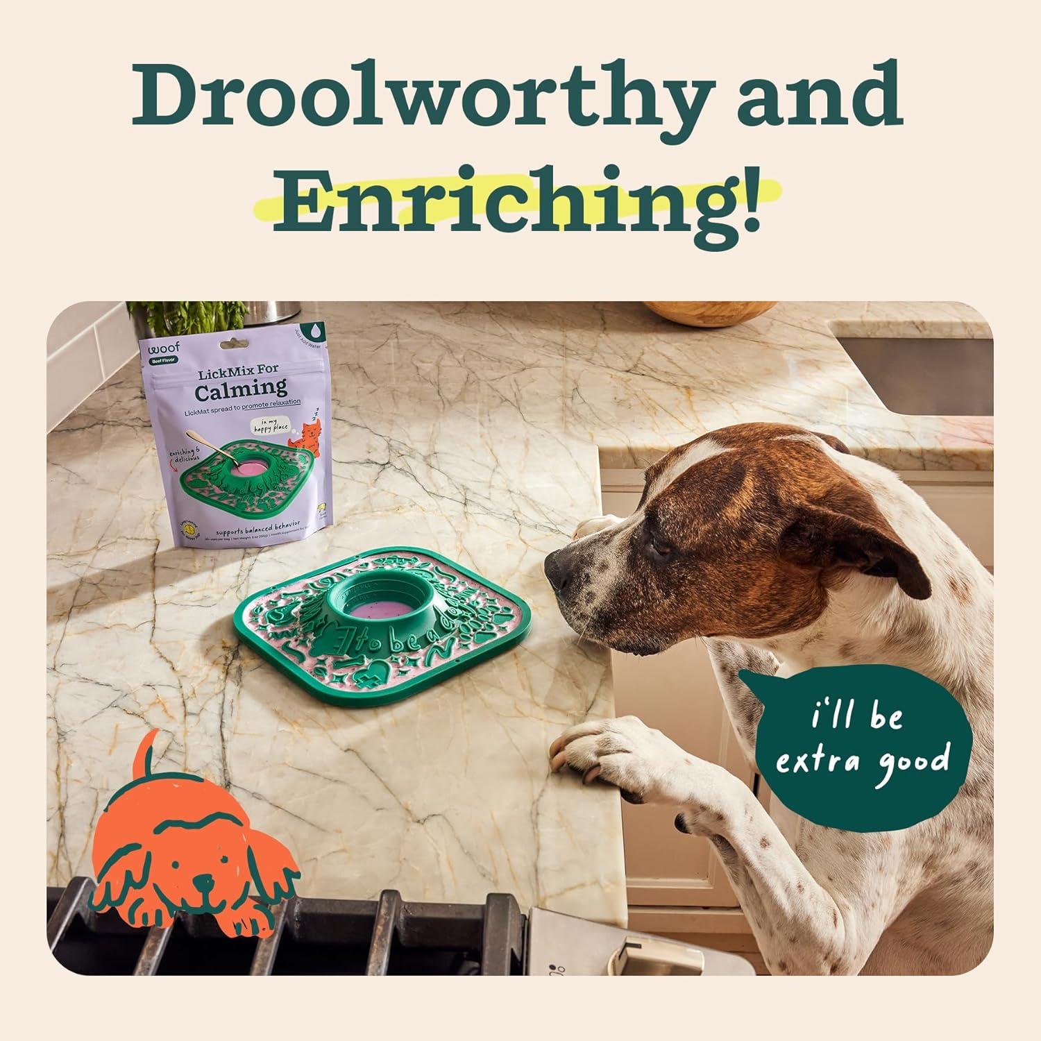 LickMix Calmante WOOF - Alfombrilla de Lamer para Perros 168g