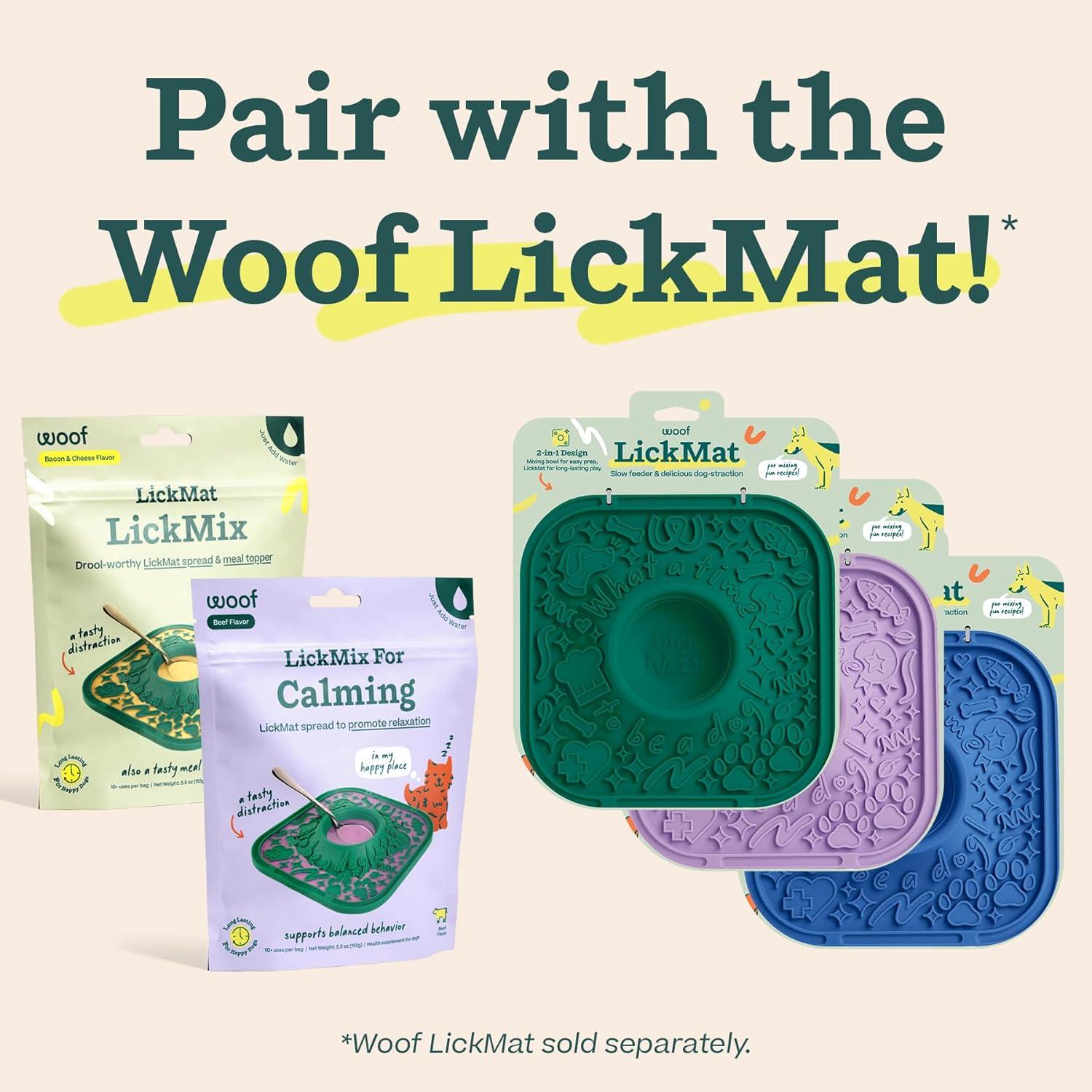 LickMix Calmante WOOF - Alfombrilla de Lamer para Perros 168g