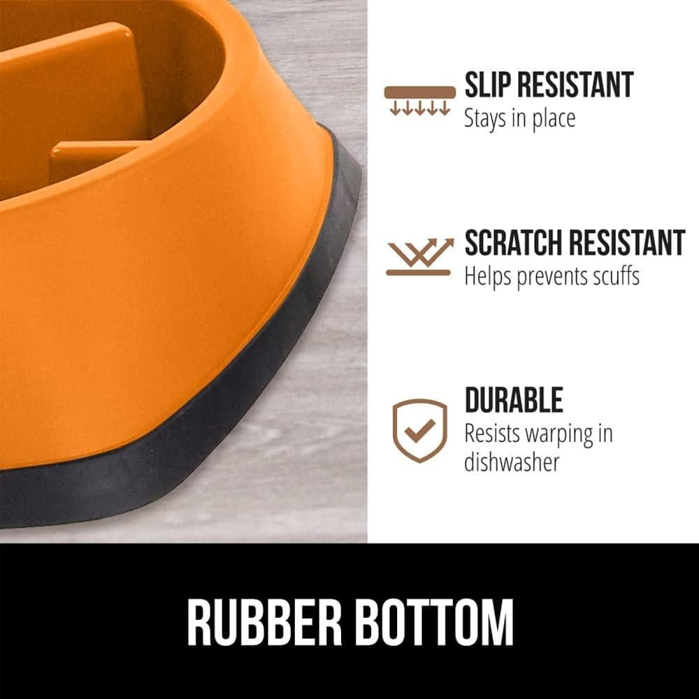 Tazón Interactivo para Perros y Gatos Gorilla Grip 2 Tazas Naranja