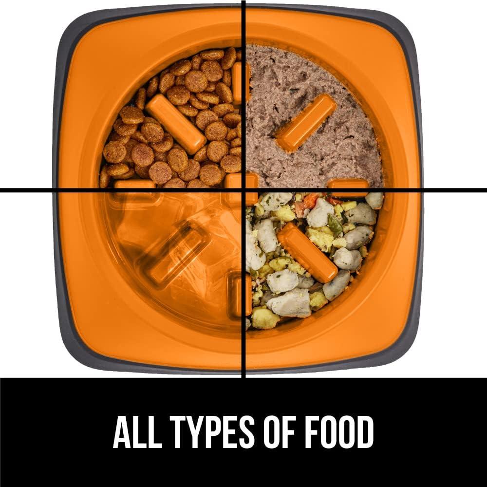 Tazón Interactivo para Perros y Gatos Gorilla Grip 2 Tazas Naranja